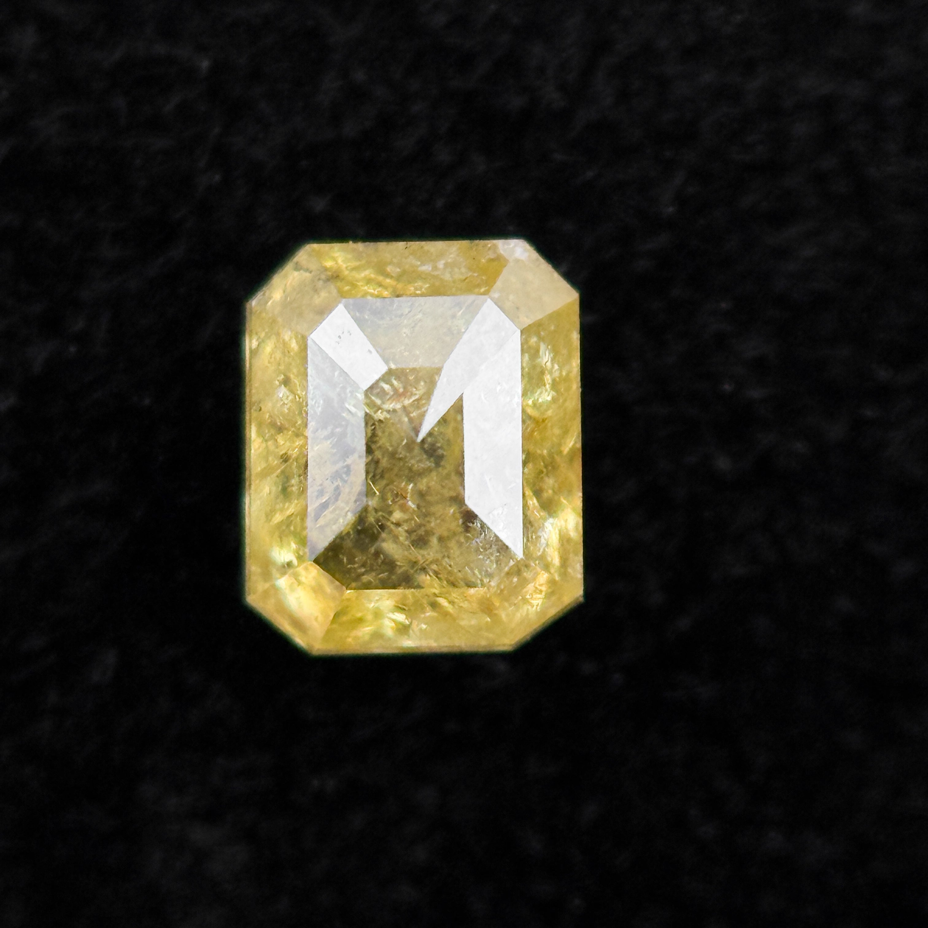 0.50 Ct Emerald Rose Cut Yellow Natural Salt and Pepper Diamond