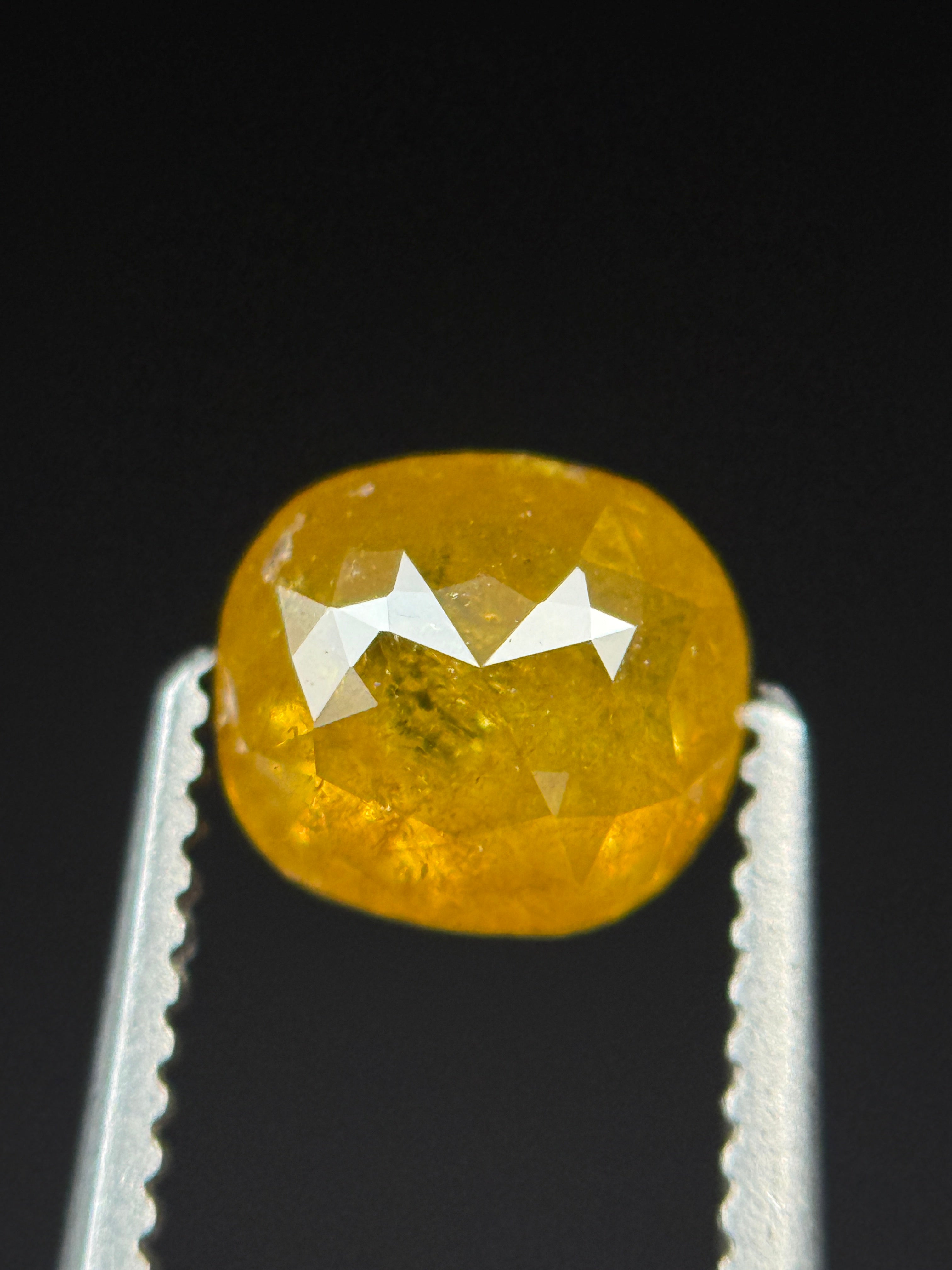 1.00 Ct Cushion Rose Cut Yellow Natural Antique Diamond