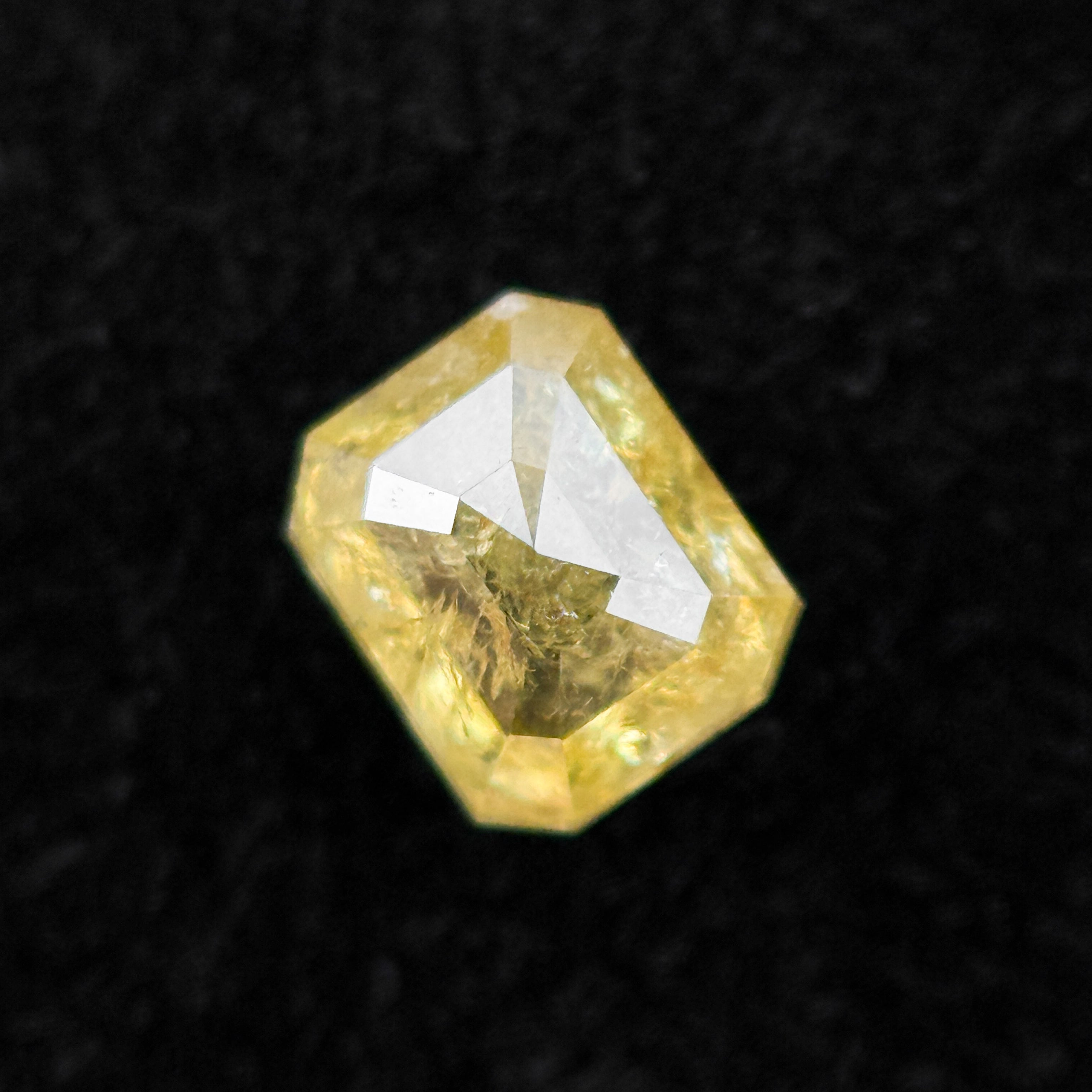 0.50 Ct Emerald Rose Cut Yellow Natural Salt and Pepper Diamond