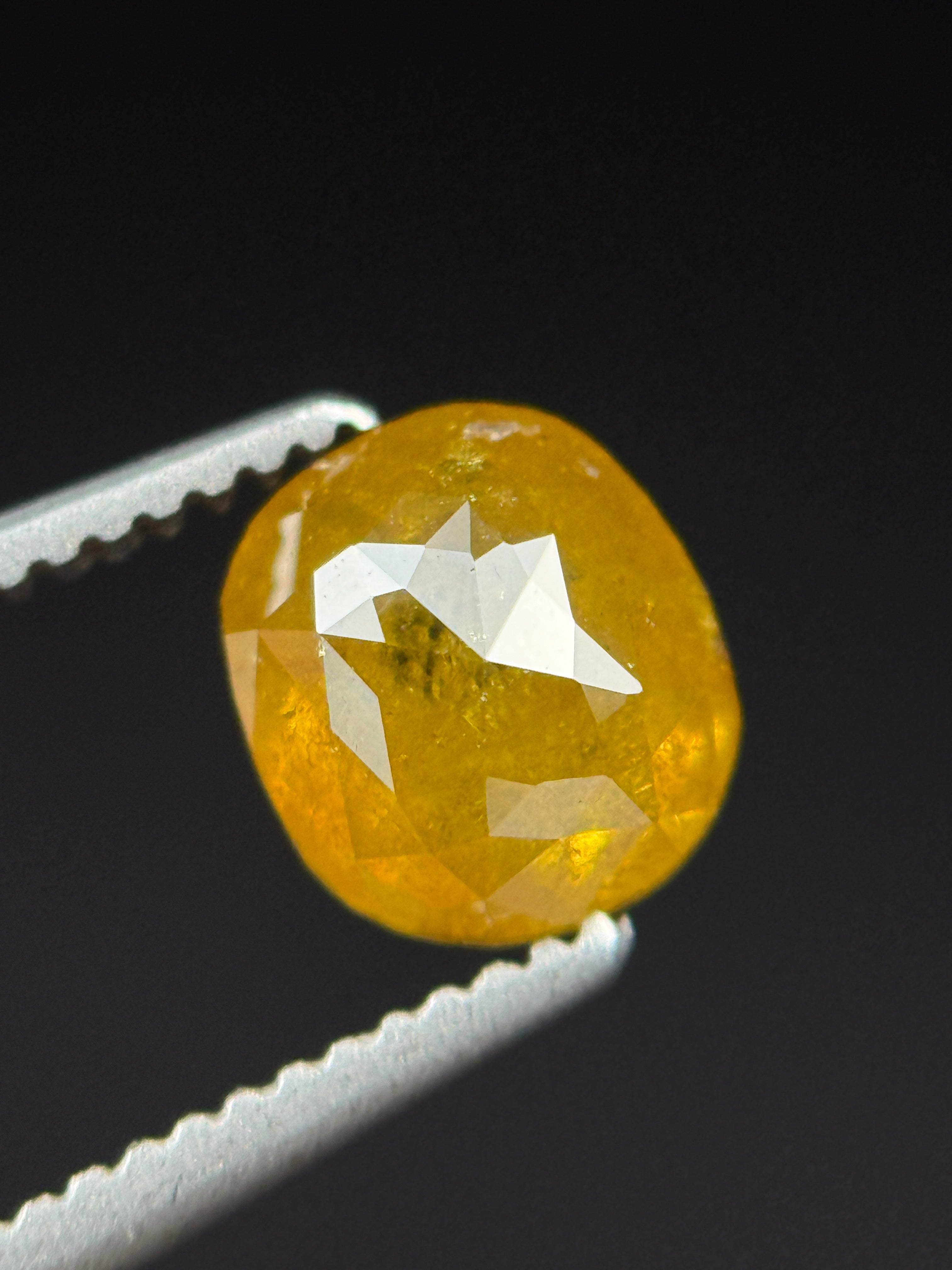 1.00 Ct Cushion Rose Cut Yellow Natural Antique Diamond