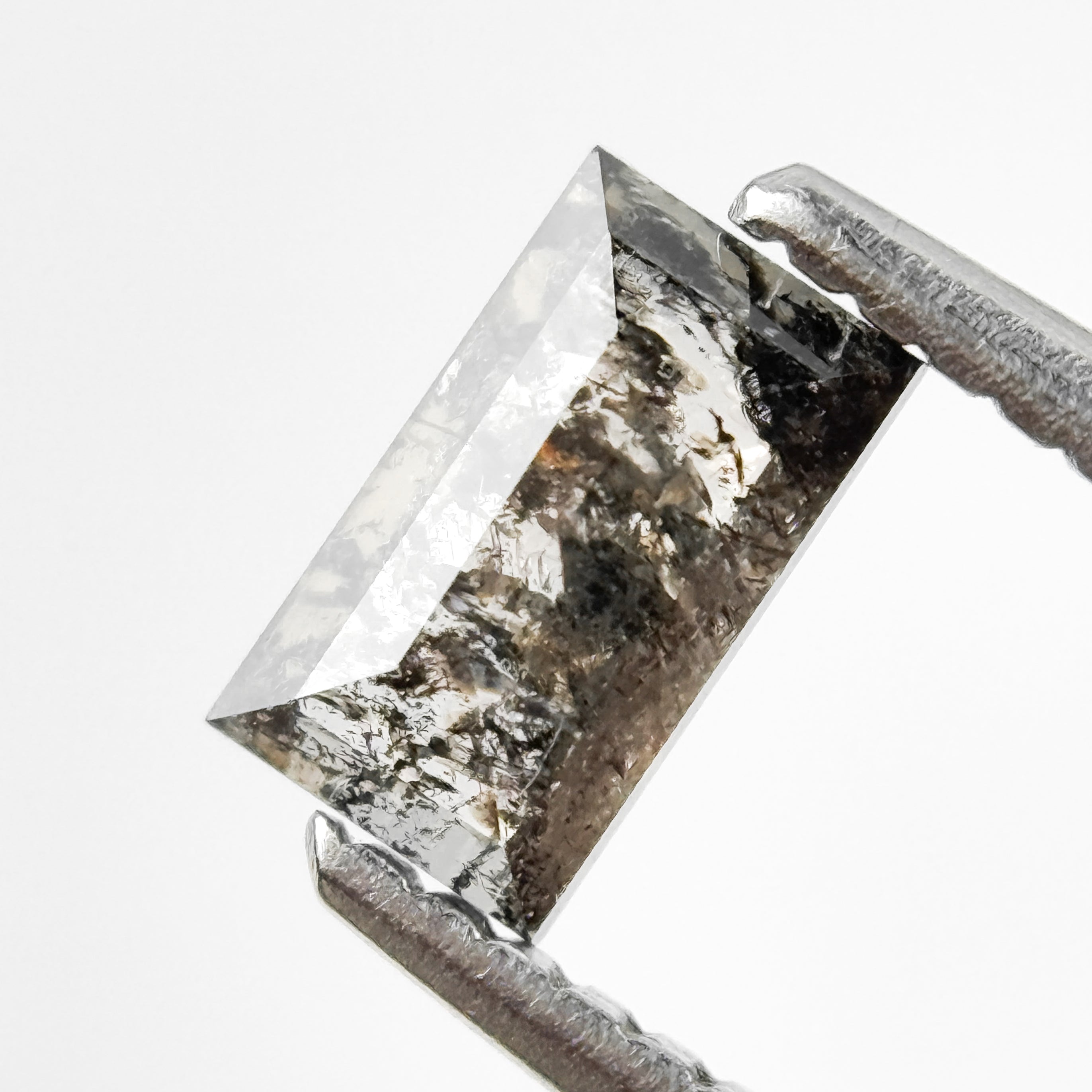 0.47 Ct Baguette Rose Cut Grey Natural Salt and Pepper Diamond