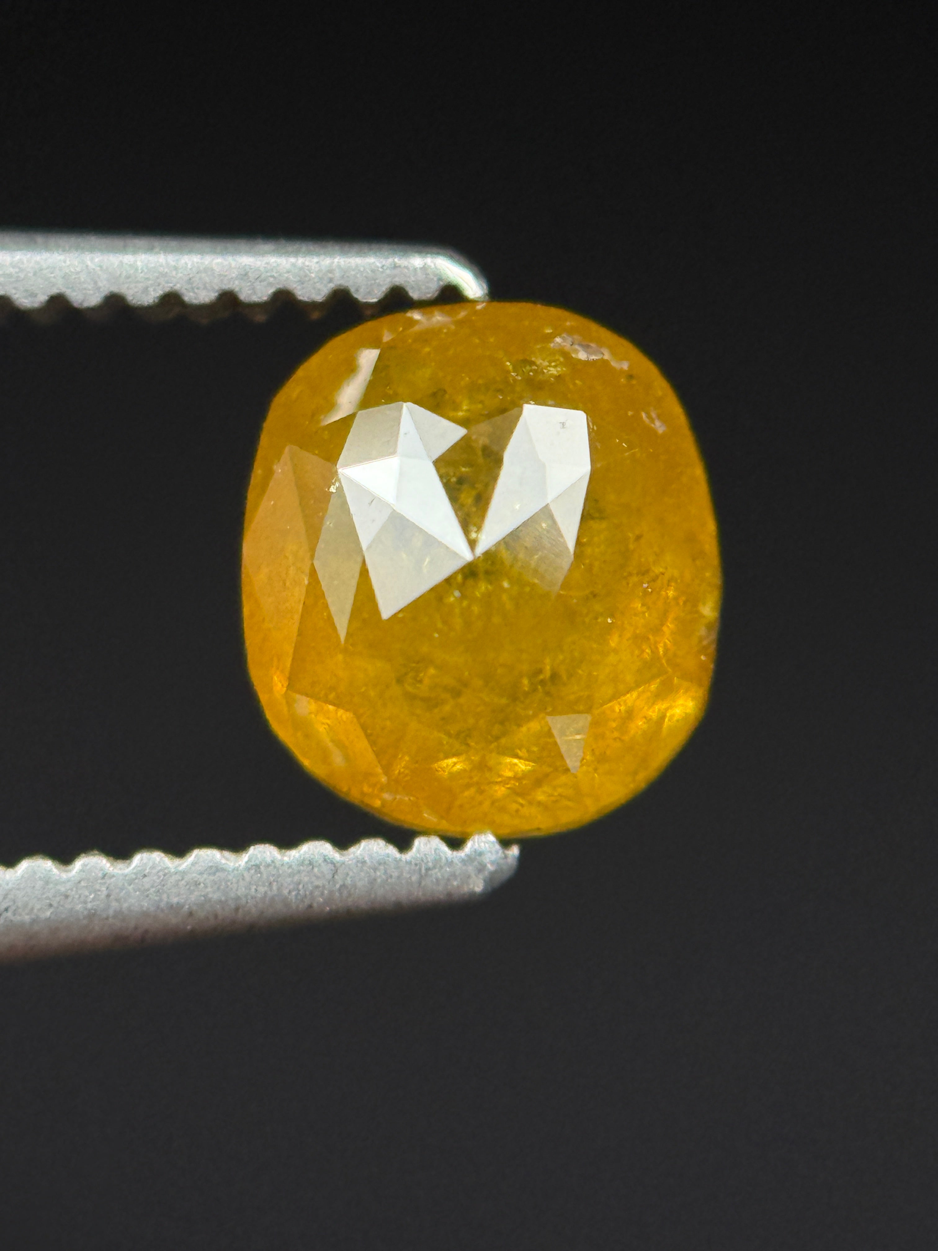 1.00 Ct Cushion Rose Cut Yellow Natural Antique Diamond