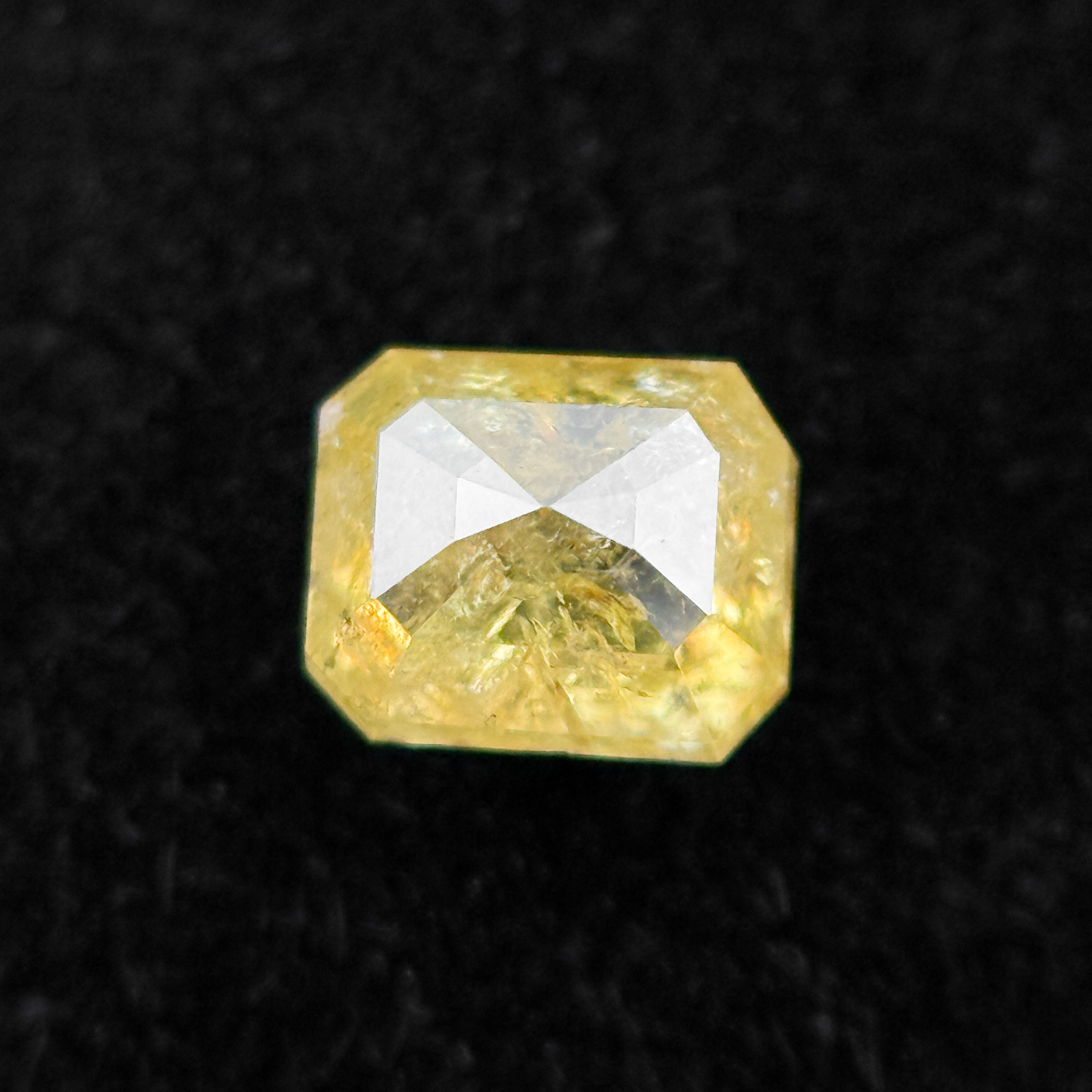 0.50 Ct Emerald Rose Cut Yellow Natural Salt and Pepper Diamond