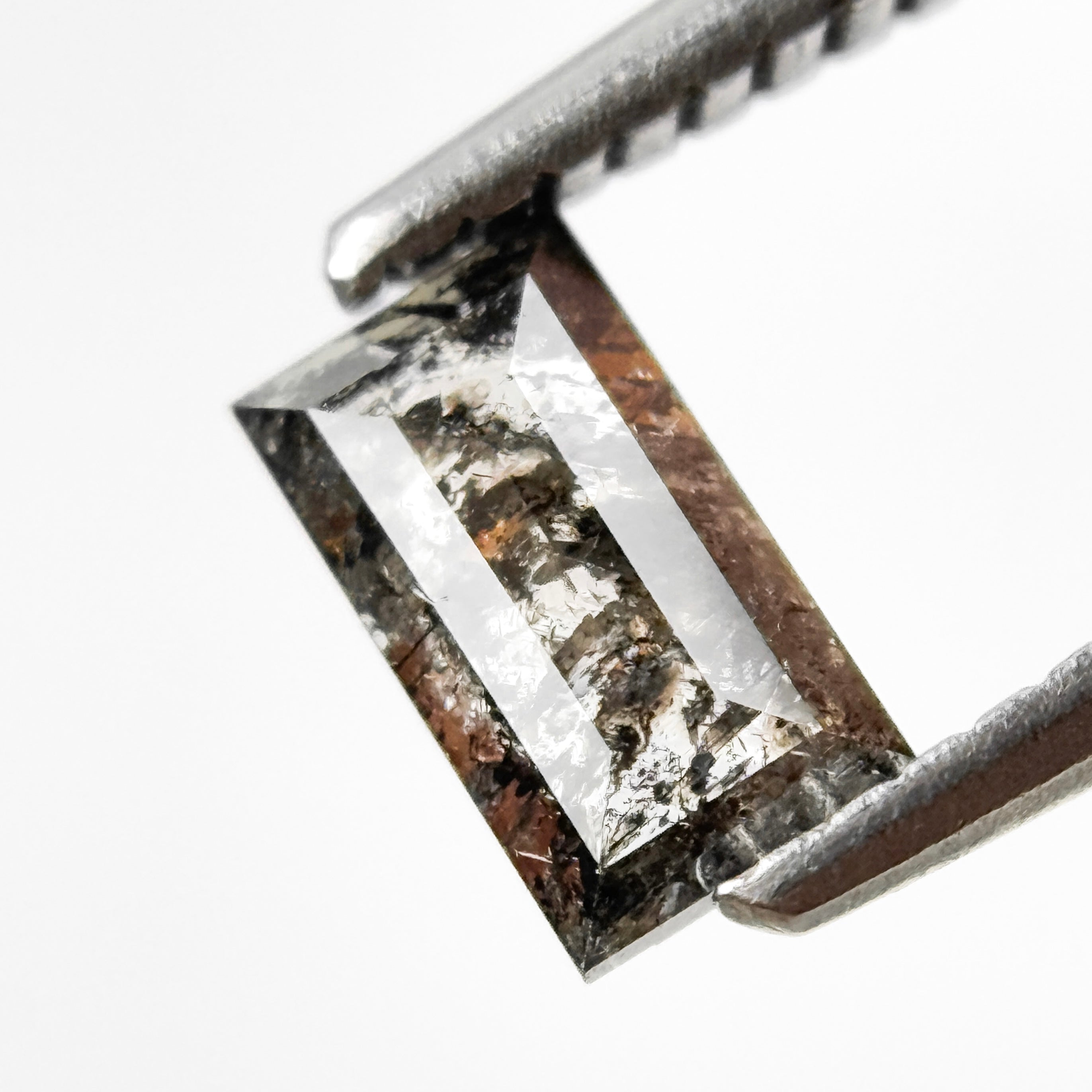 0.47 Ct Baguette Rose Cut Grey Natural Salt and Pepper Diamond