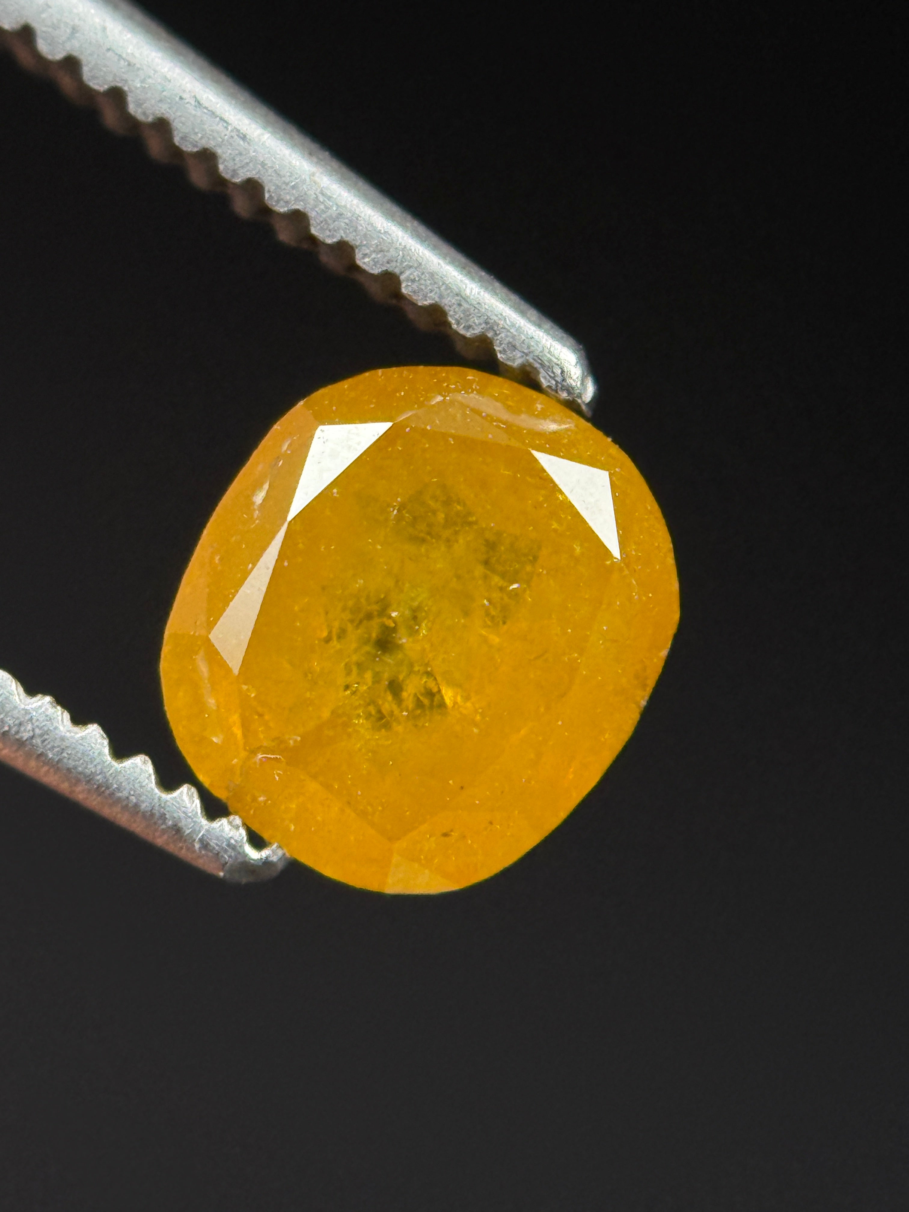 1.00 Ct Cushion Rose Cut Yellow Natural Antique Diamond