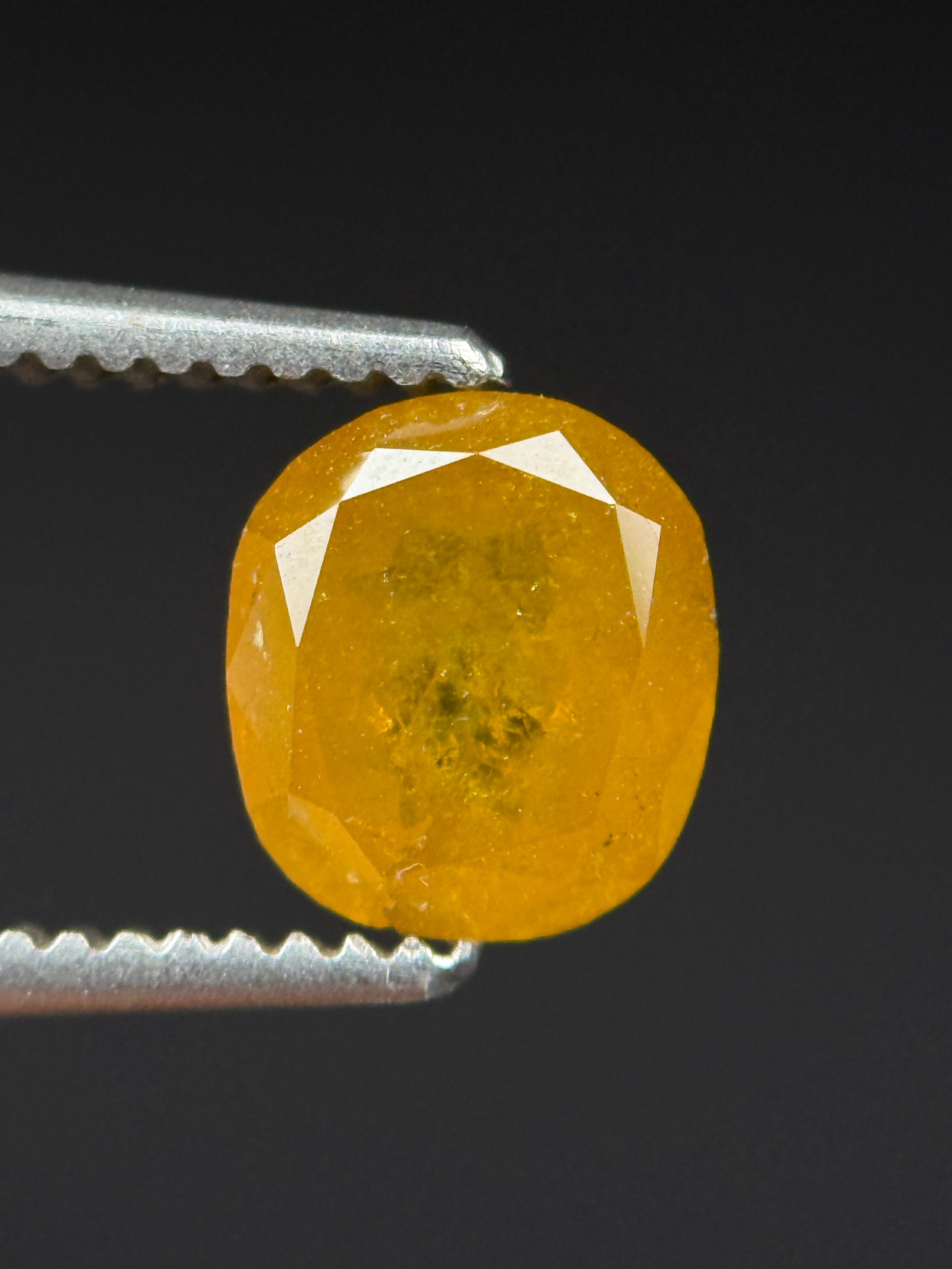 1.00 Ct Cushion Rose Cut Yellow Natural Antique Diamond