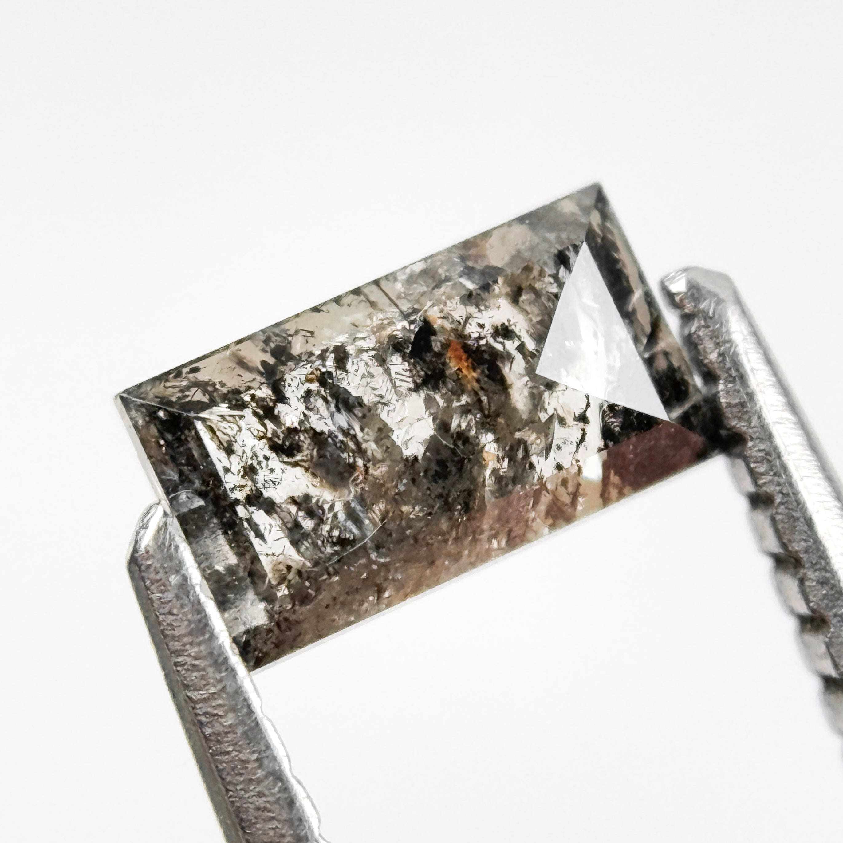 0.47 Ct Baguette Rose Cut Grey Natural Salt and Pepper Diamond