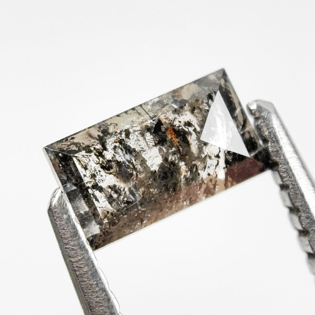 0.47 Ct Baguette Rose Cut Grey Natural Salt and Pepper Diamond
