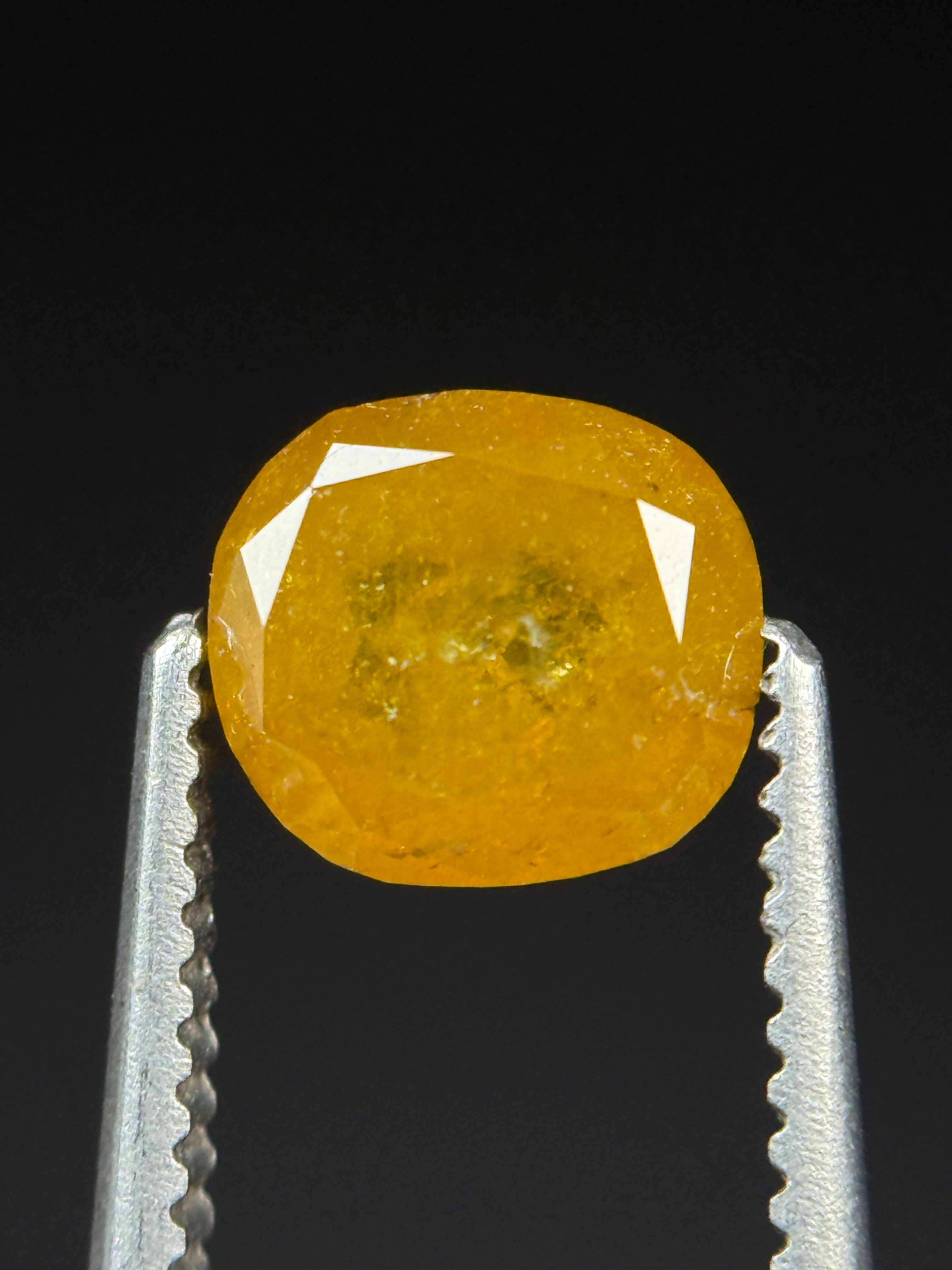 1.00 Ct Cushion Rose Cut Yellow Natural Antique Diamond