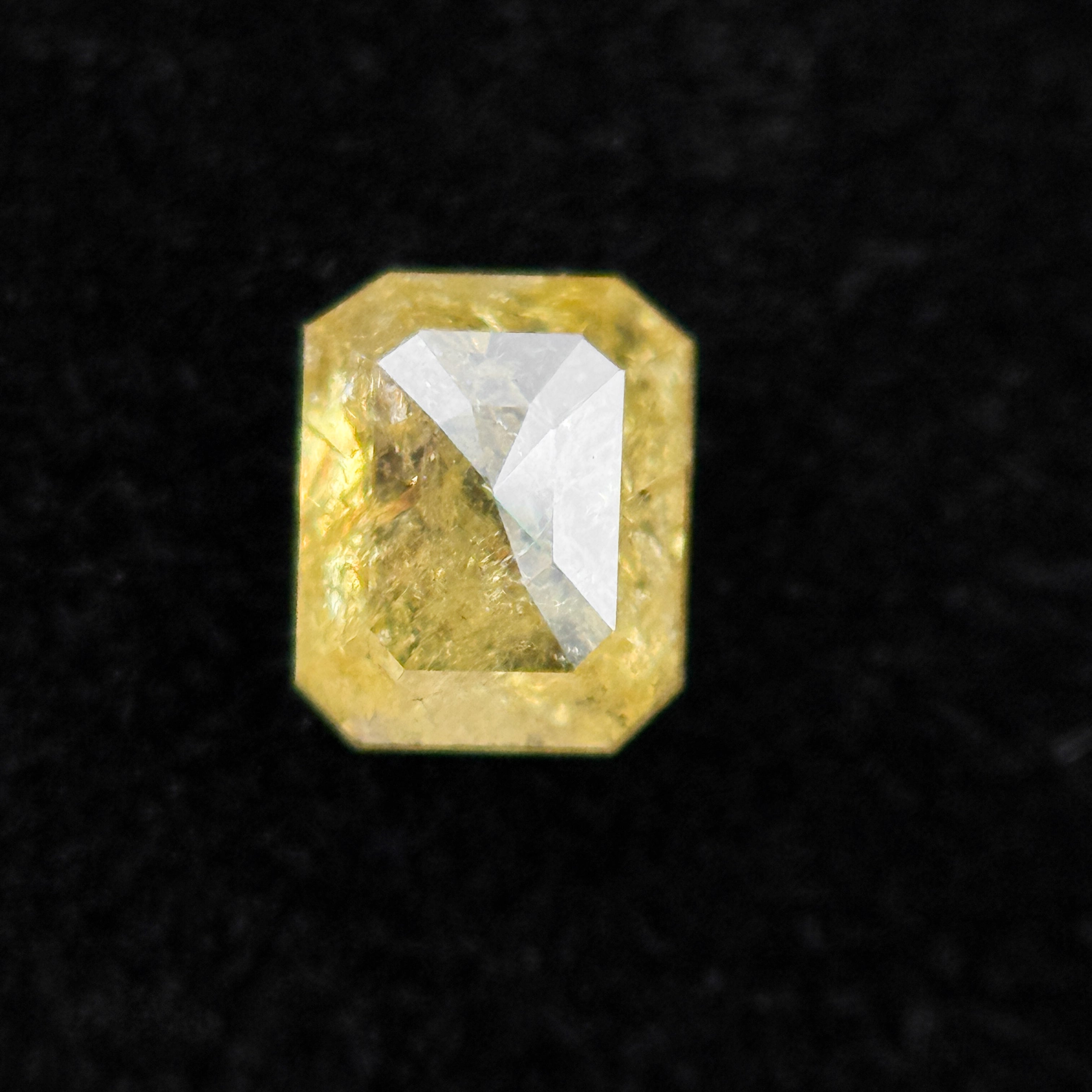 0.50 Ct Emerald Rose Cut Yellow Natural Salt and Pepper Diamond