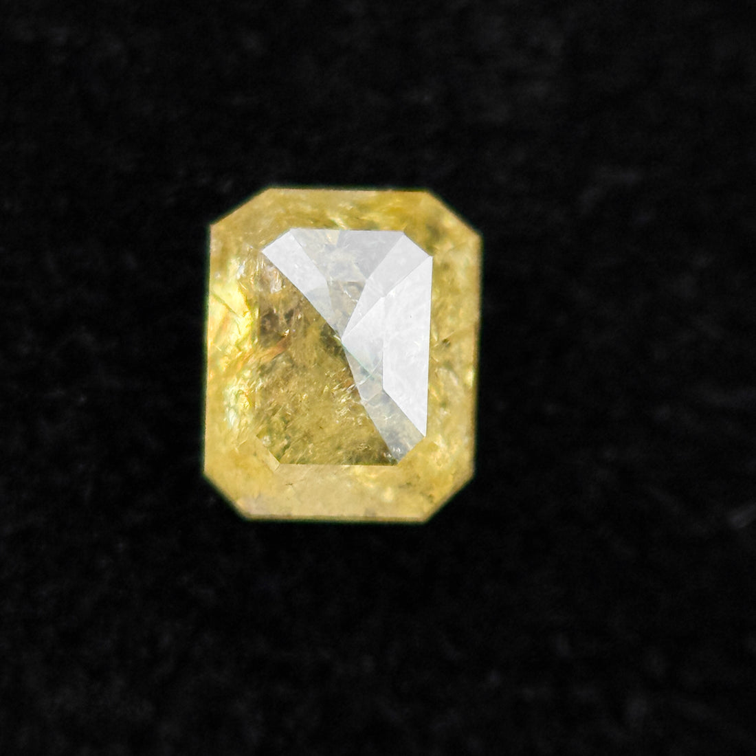 0.50 Ct Emerald Rose Cut Yellow Natural Salt and Pepper Diamond