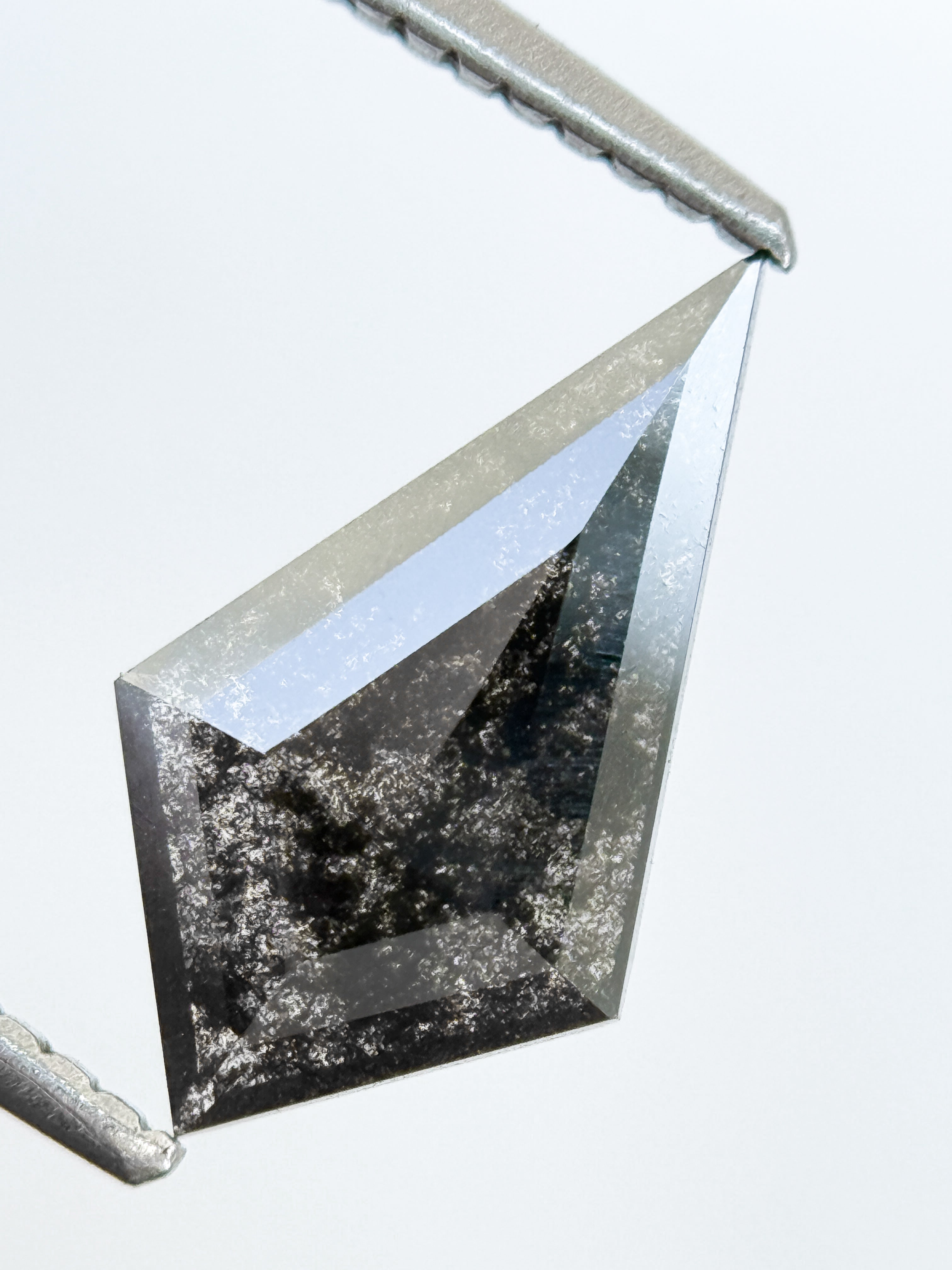 1.13 Ct Kite Rose Cut Grey Natural Salt and Pepper Diamond