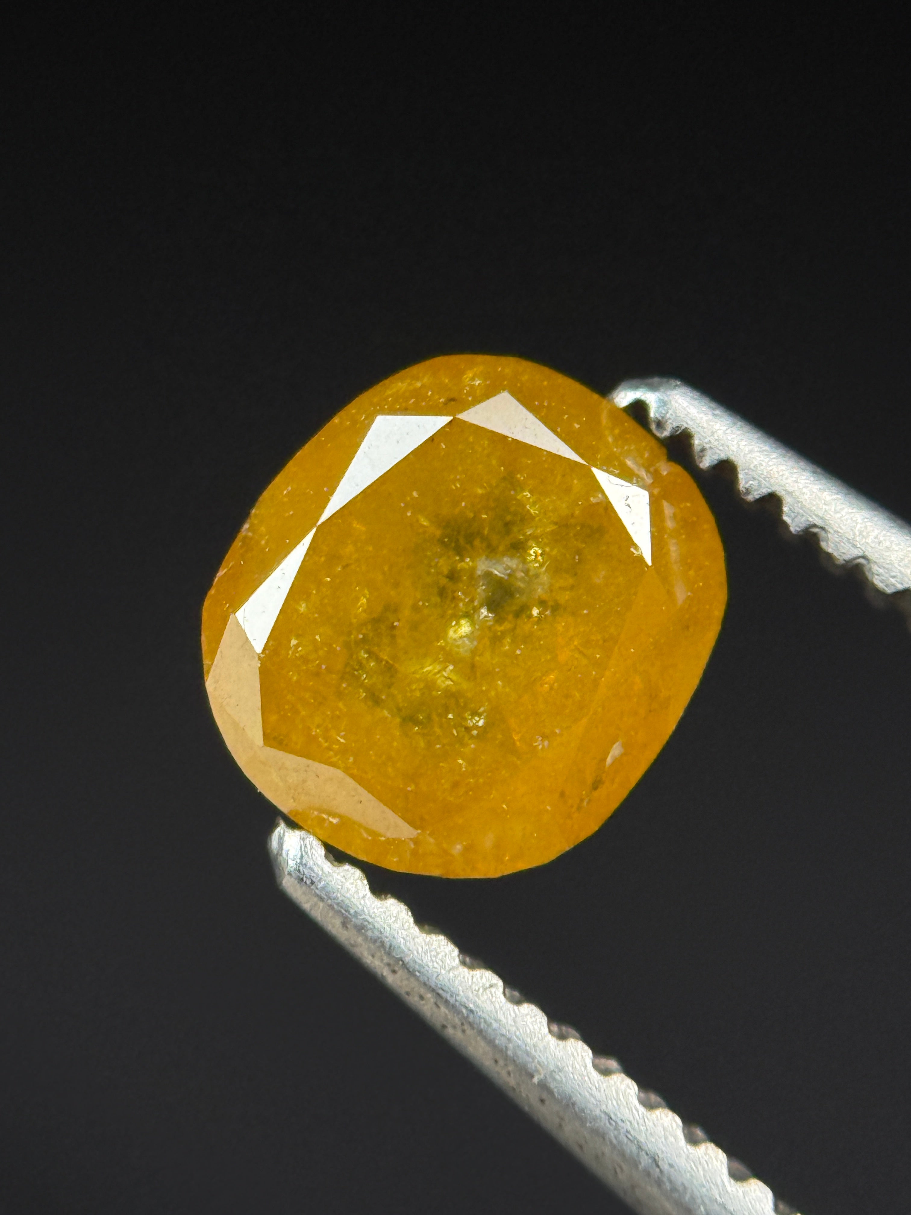 1.00 Ct Cushion Rose Cut Yellow Natural Antique Diamond