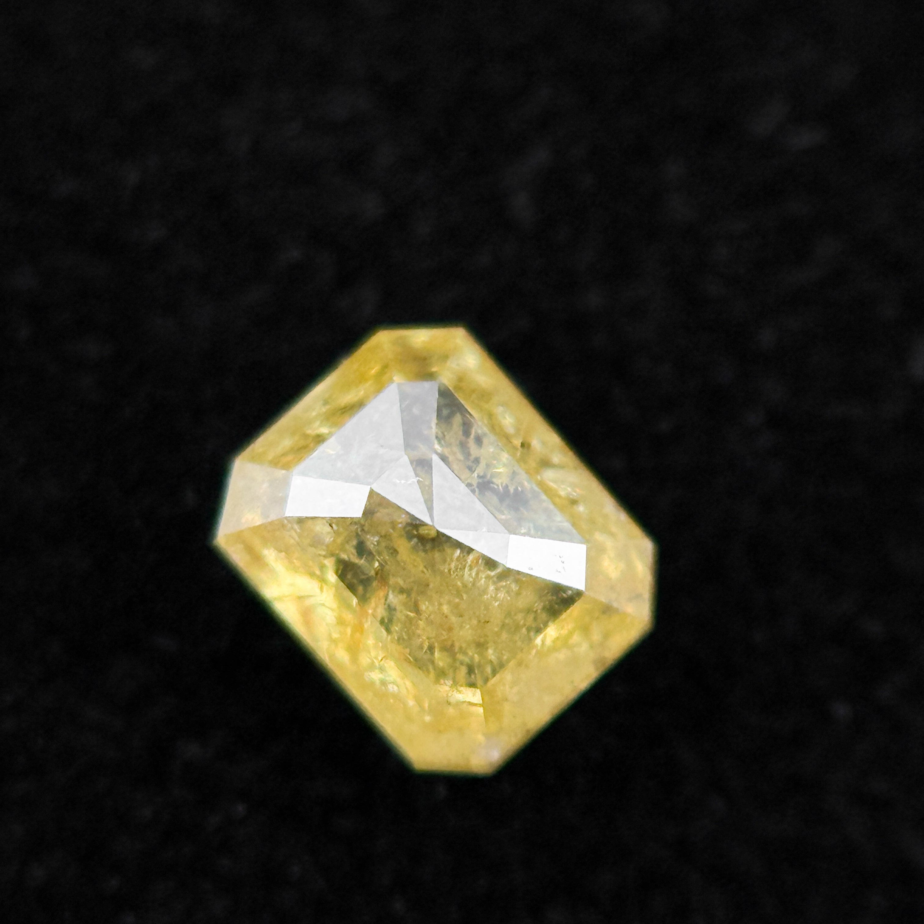 0.50 Ct Emerald Rose Cut Yellow Natural Salt and Pepper Diamond