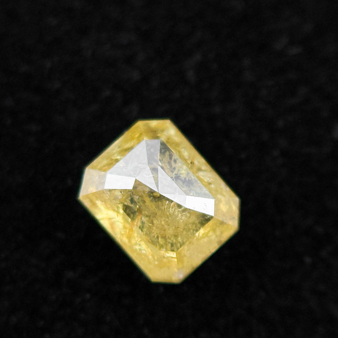 0.50 Ct Emerald Rose Cut Yellow Natural Salt and Pepper Diamond