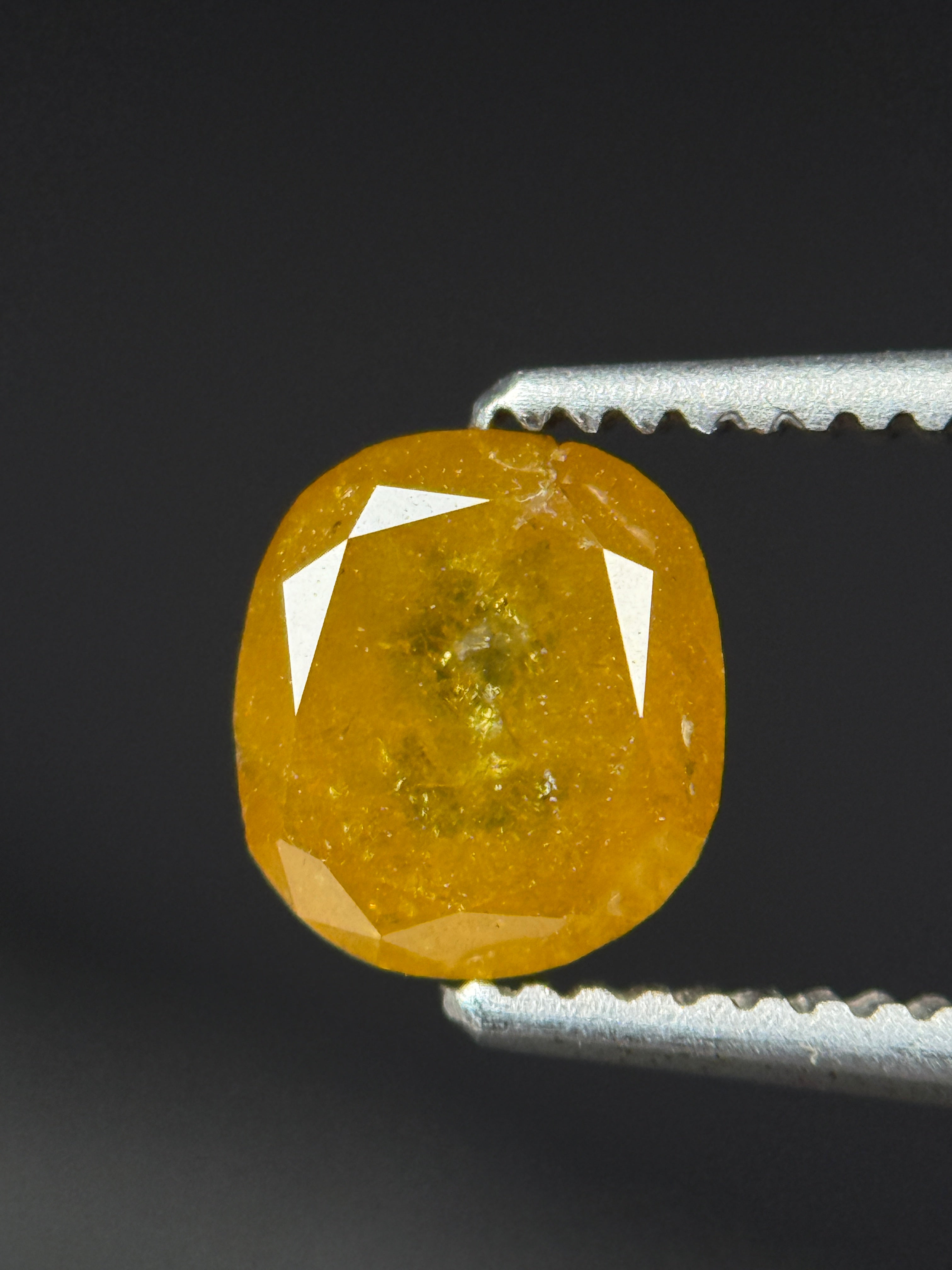 1.00 Ct Cushion Rose Cut Yellow Natural Antique Diamond