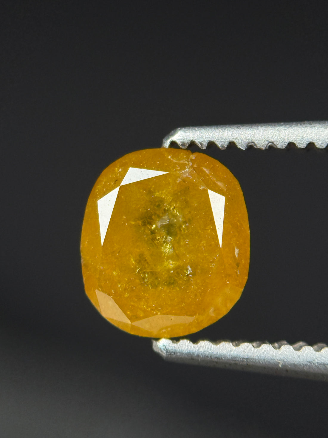 1.00 Ct Cushion Rose Cut Yellow Natural Antique Diamond