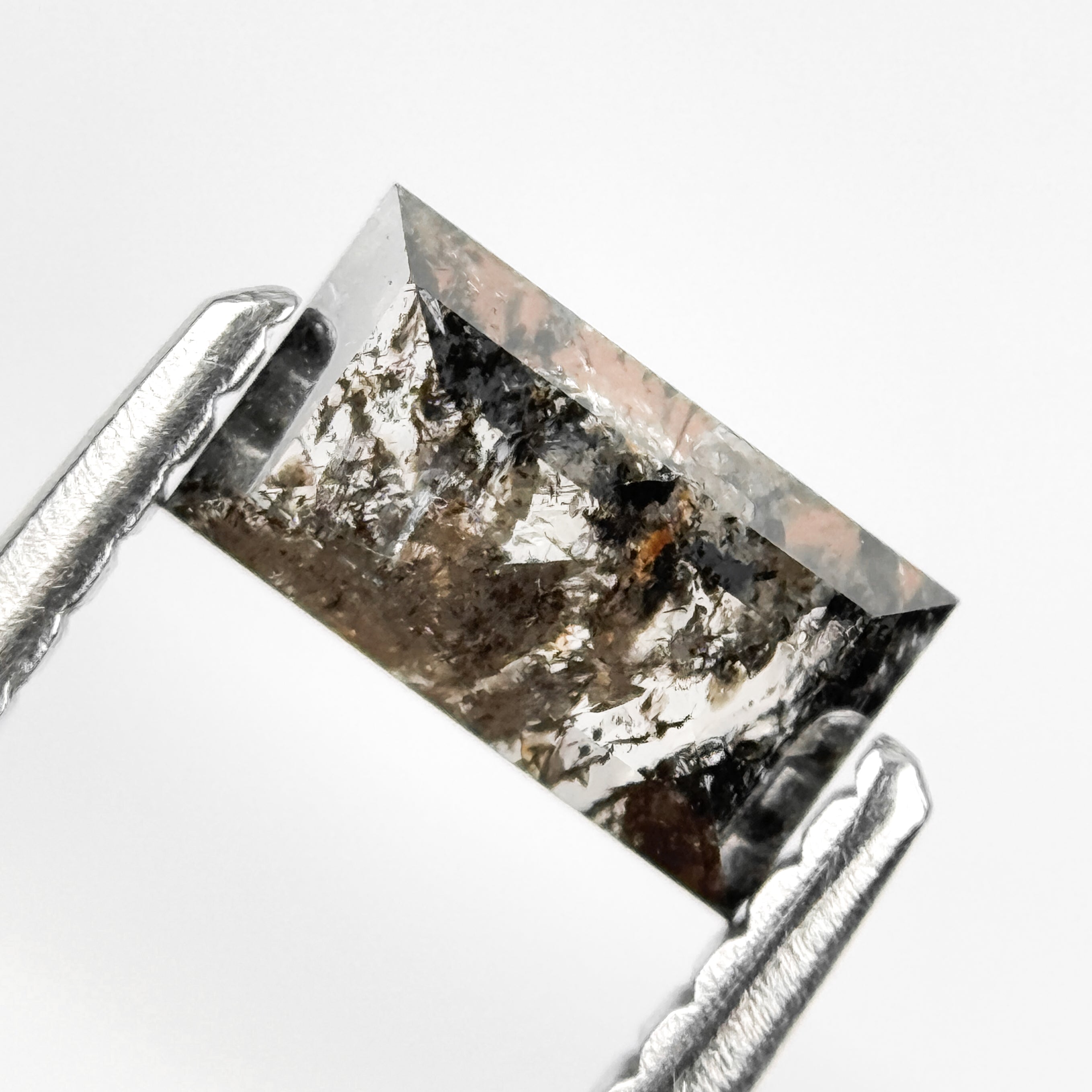 0.47 Ct Baguette Rose Cut Grey Natural Salt and Pepper Diamond