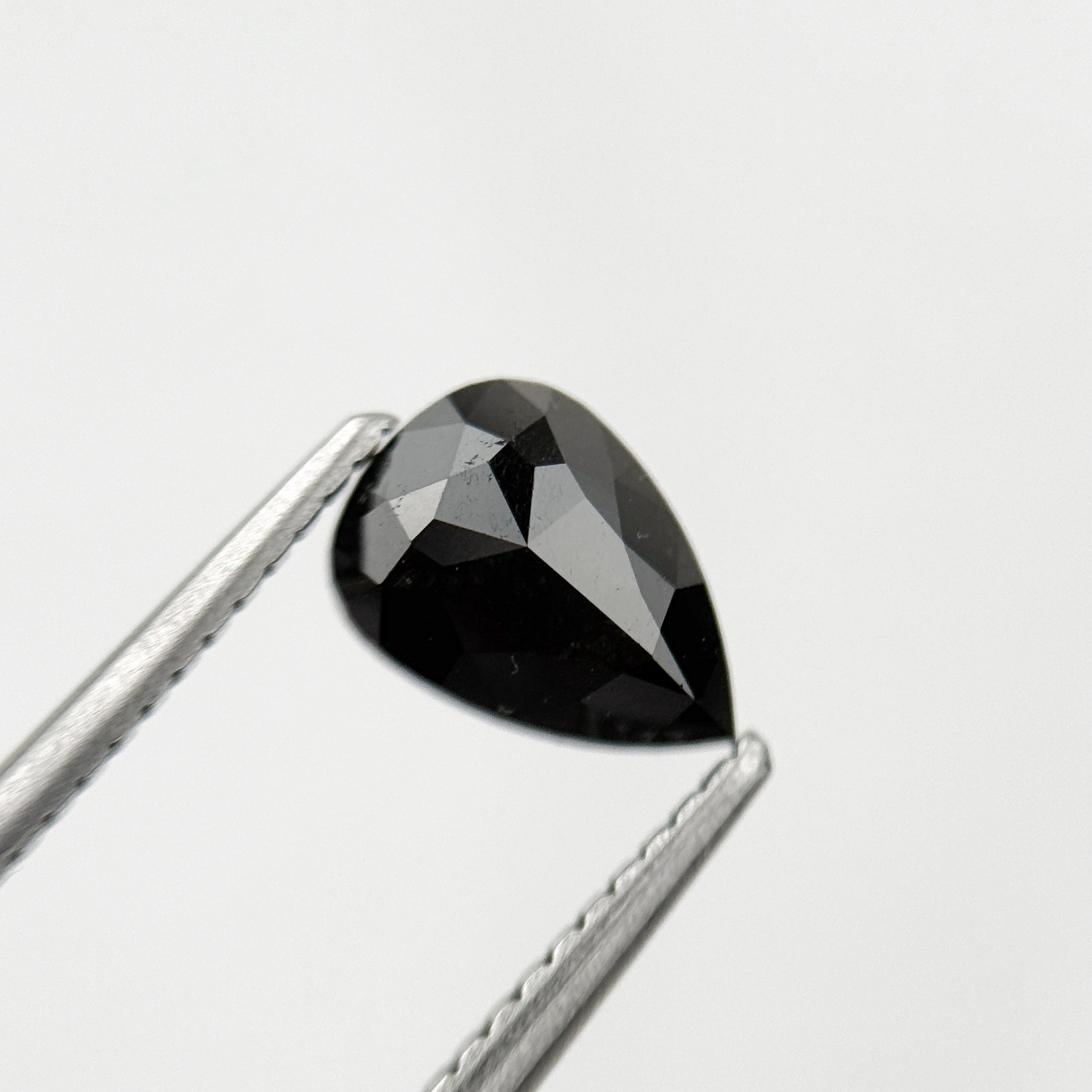 1.11 Ct Pear Rose Cut Black Natural Fancy Diamond