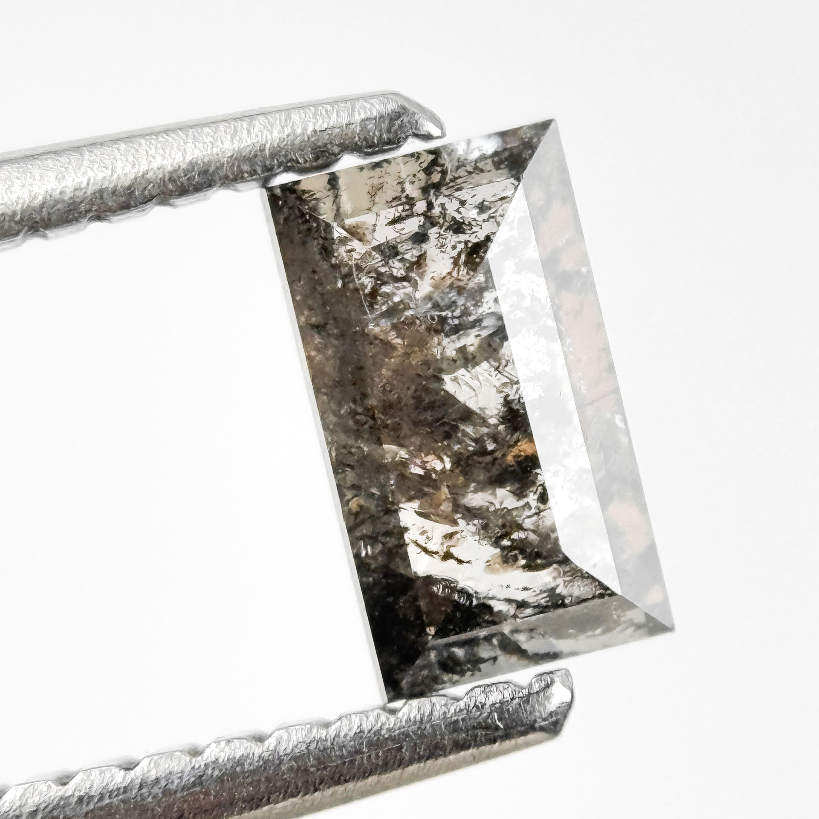 0.47 Ct Baguette Rose Cut Grey Natural Salt and Pepper Diamond