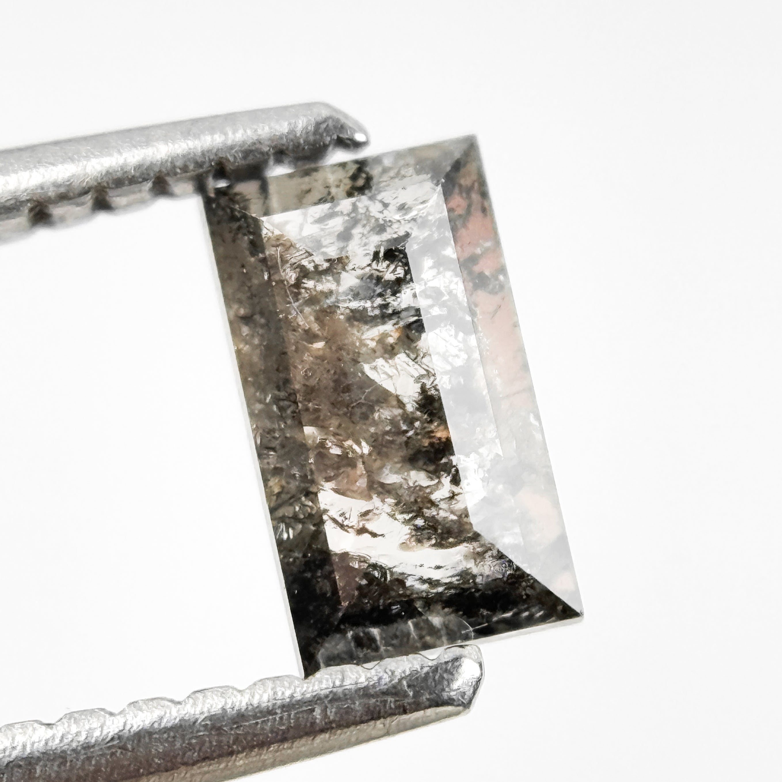 0.47 Ct Baguette Rose Cut Grey Natural Salt and Pepper Diamond