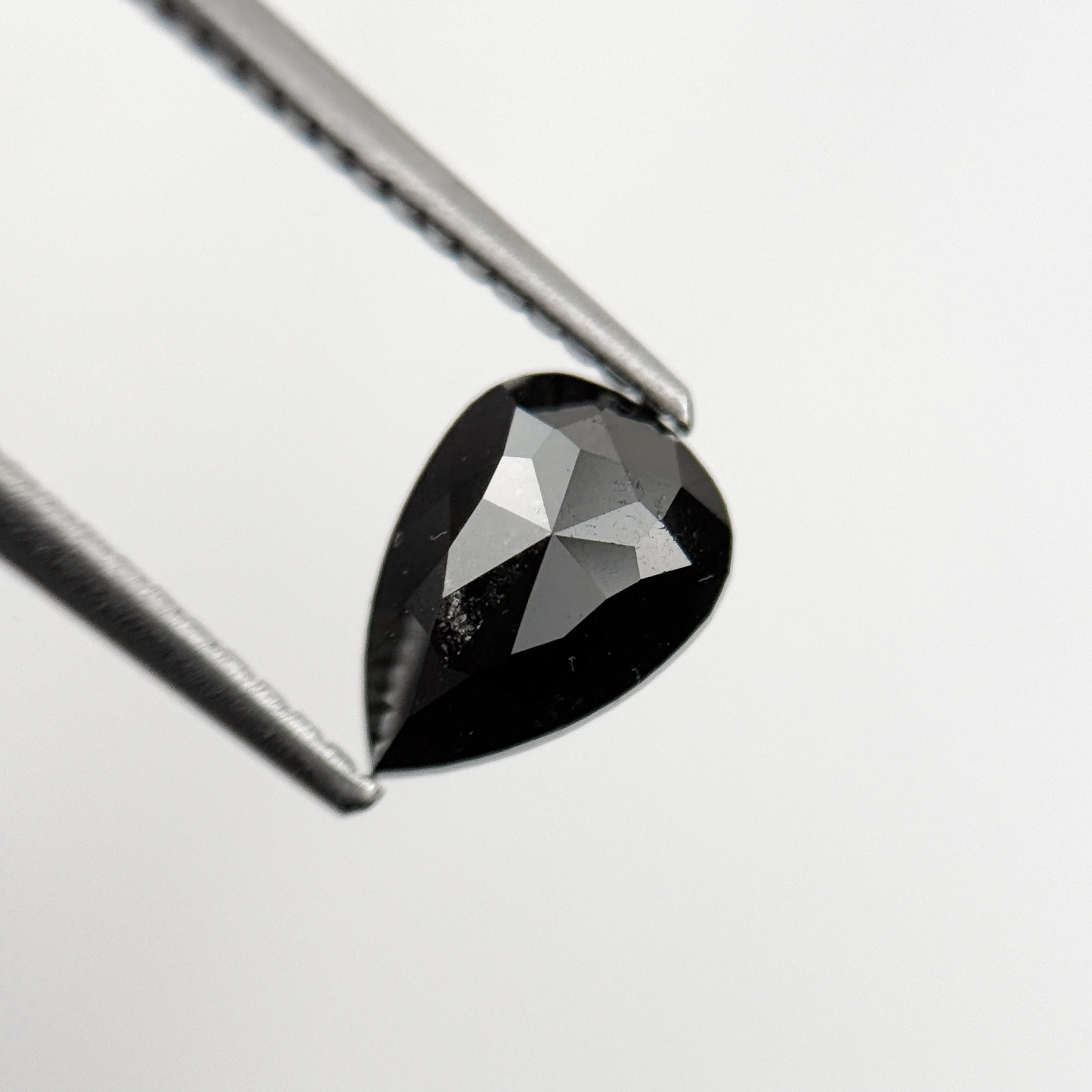 1.11 Ct Pear Rose Cut Black Natural Fancy Diamond