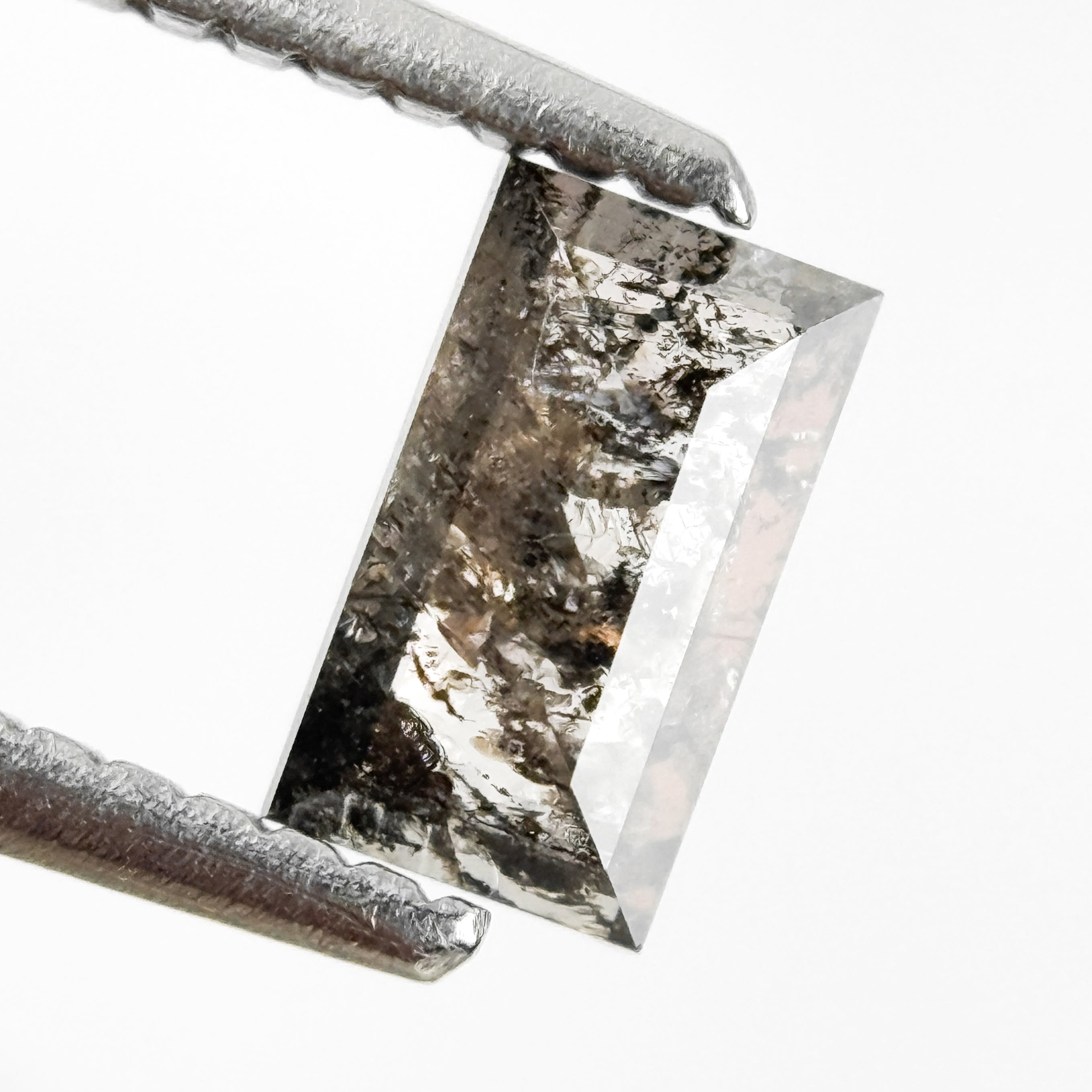 0.47 Ct Baguette Rose Cut Grey Natural Salt and Pepper Diamond