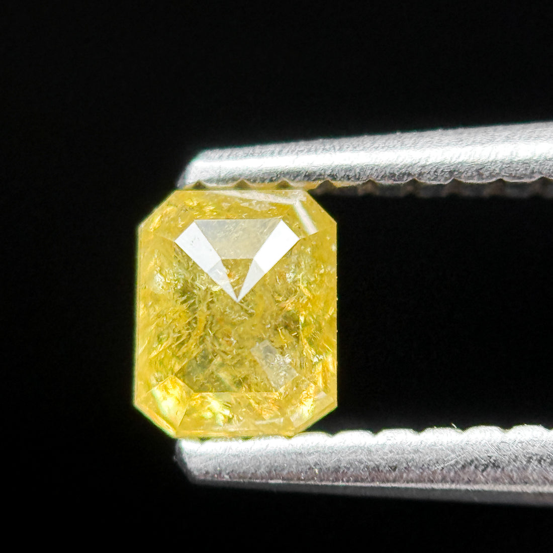 0.50 Ct Emerald Rose Cut Yellow Natural Salt and Pepper Diamond
