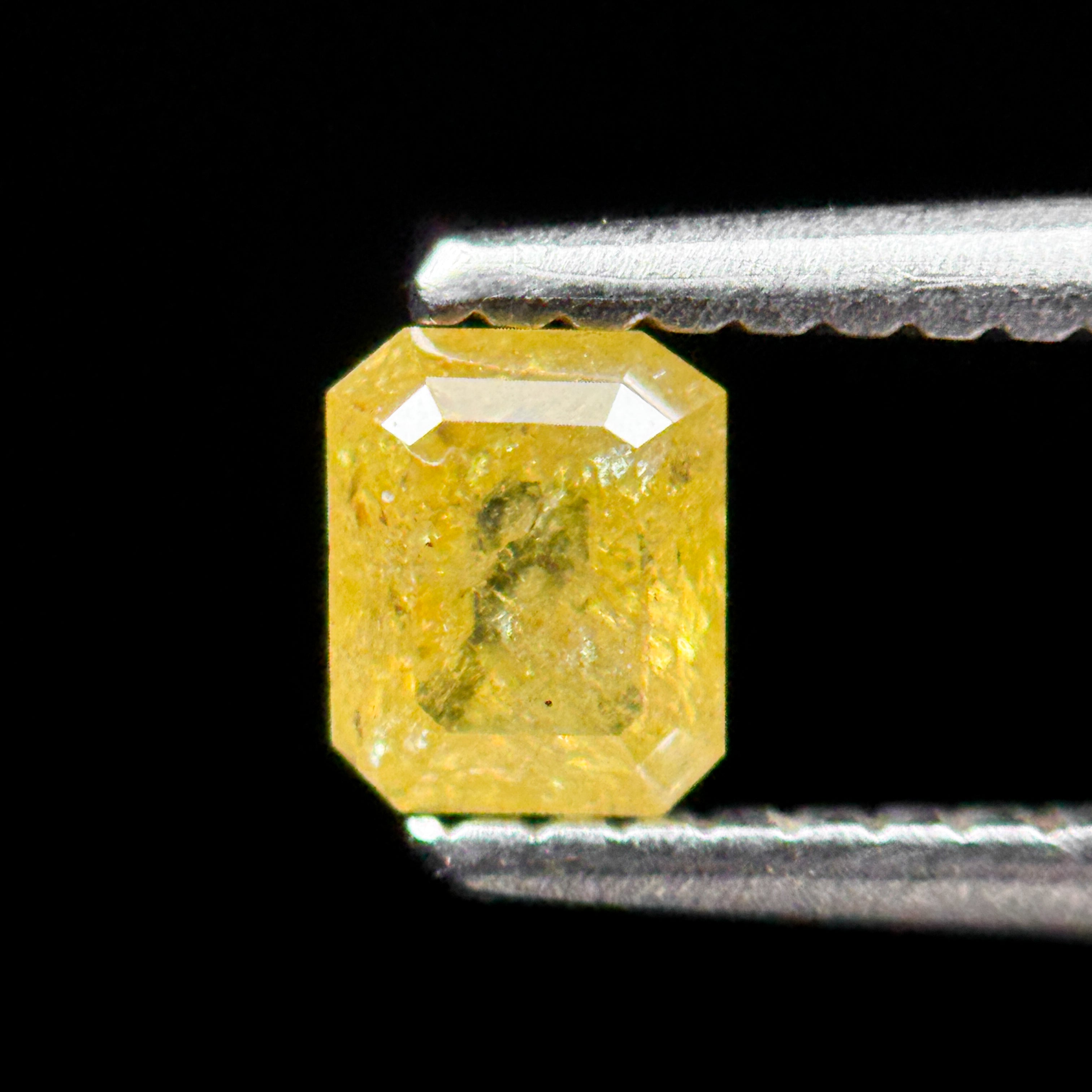 0.50 Ct Emerald Rose Cut Yellow Natural Salt and Pepper Diamond