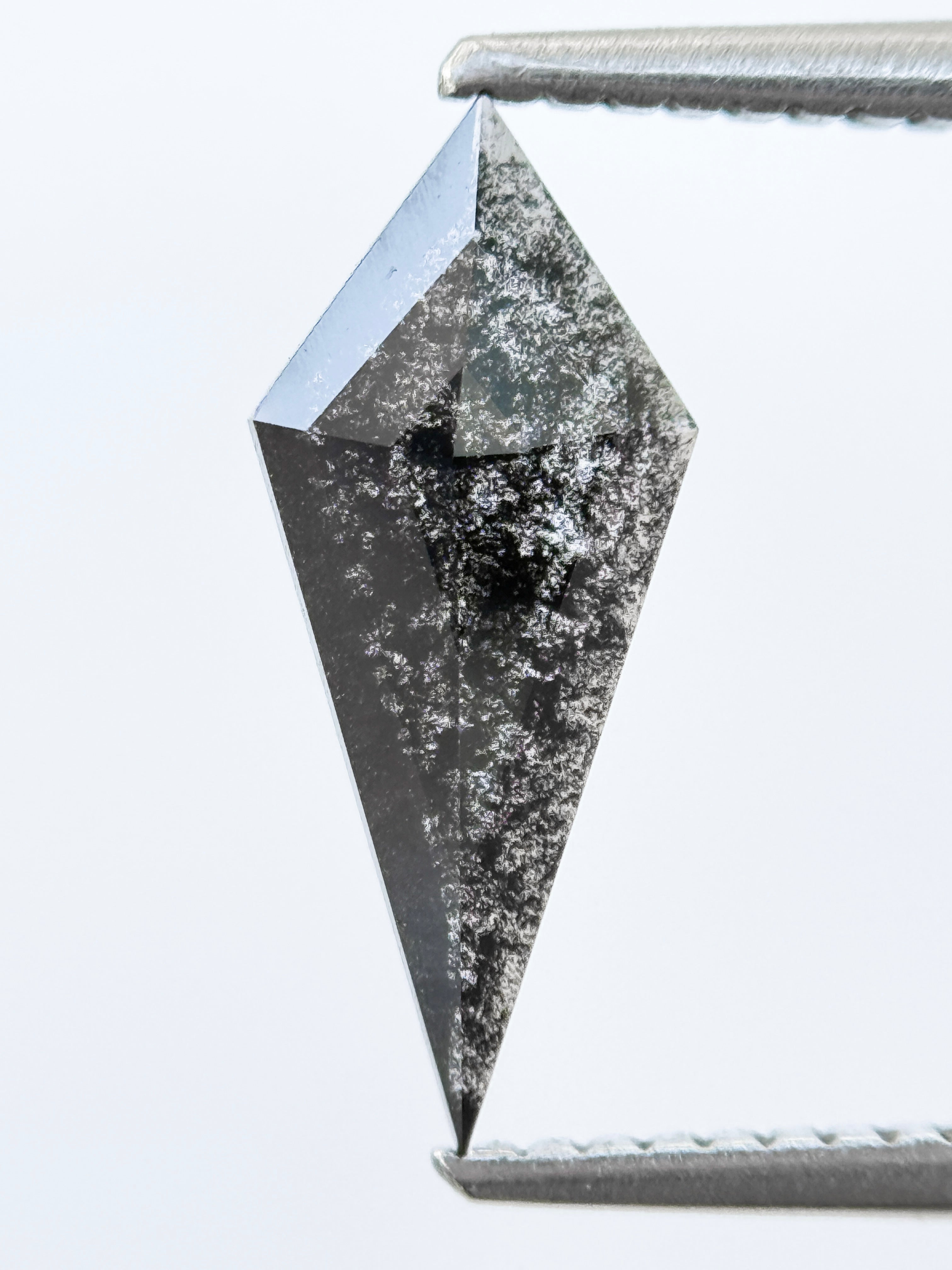 0.82 Ct Kite Rose Cut Grey Natural Salt and Pepper Diamond