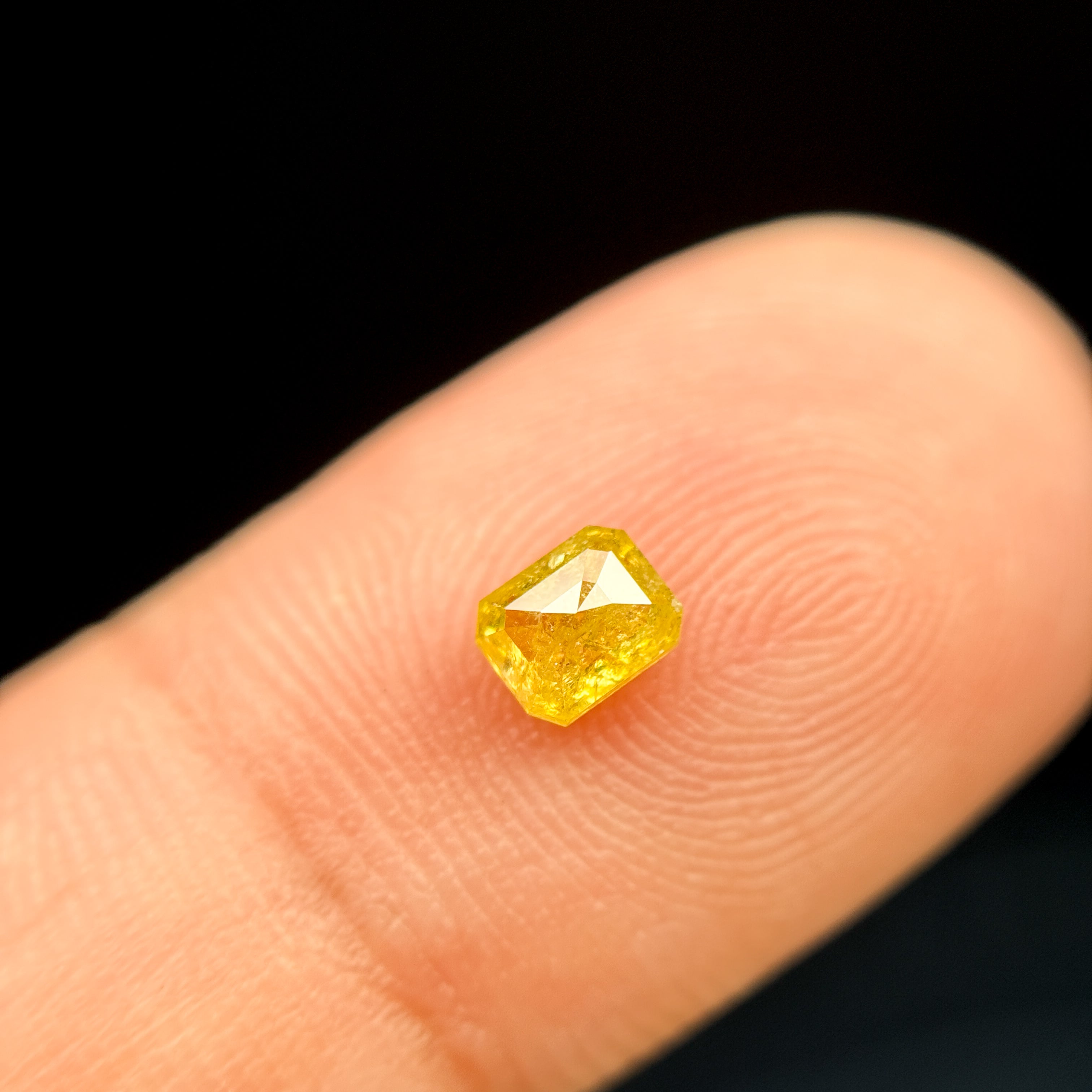 0.50 Ct Emerald Rose Cut Yellow Natural Salt and Pepper Diamond