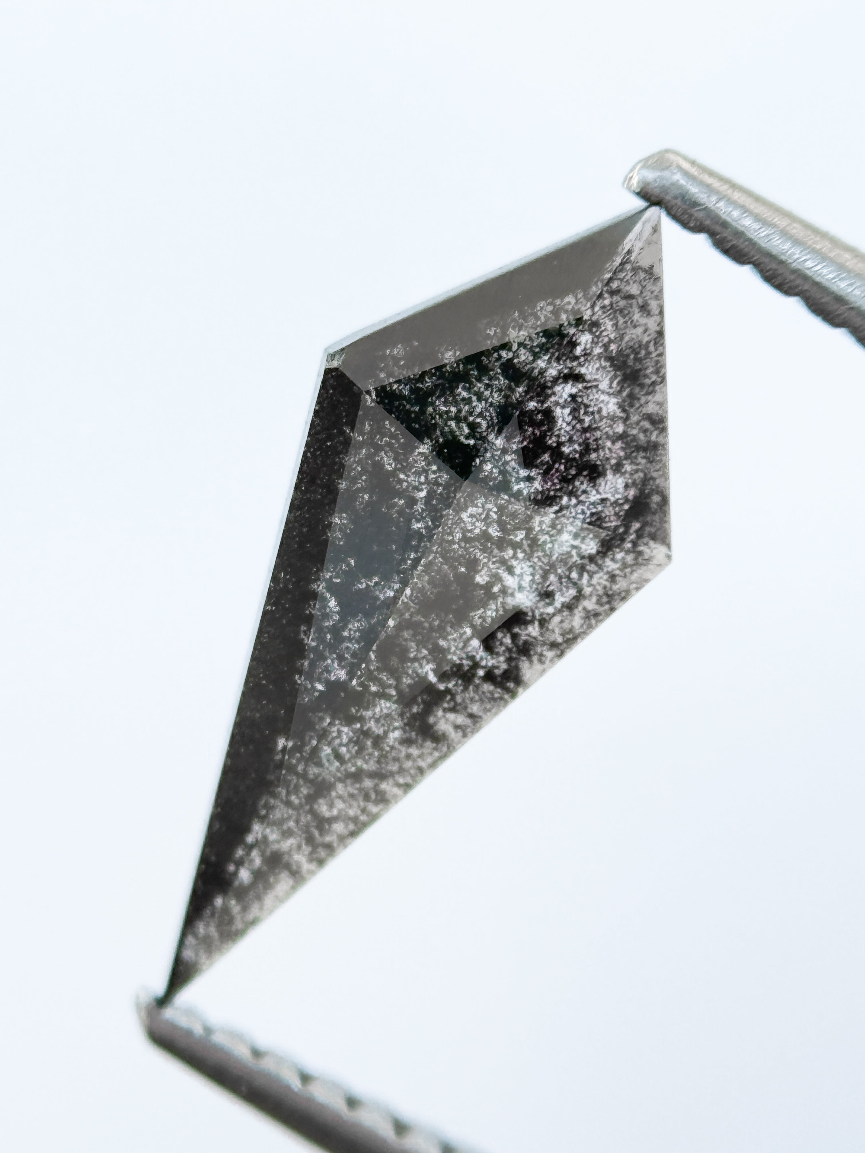 0.82 Ct Kite Rose Cut Grey Natural Salt and Pepper Diamond