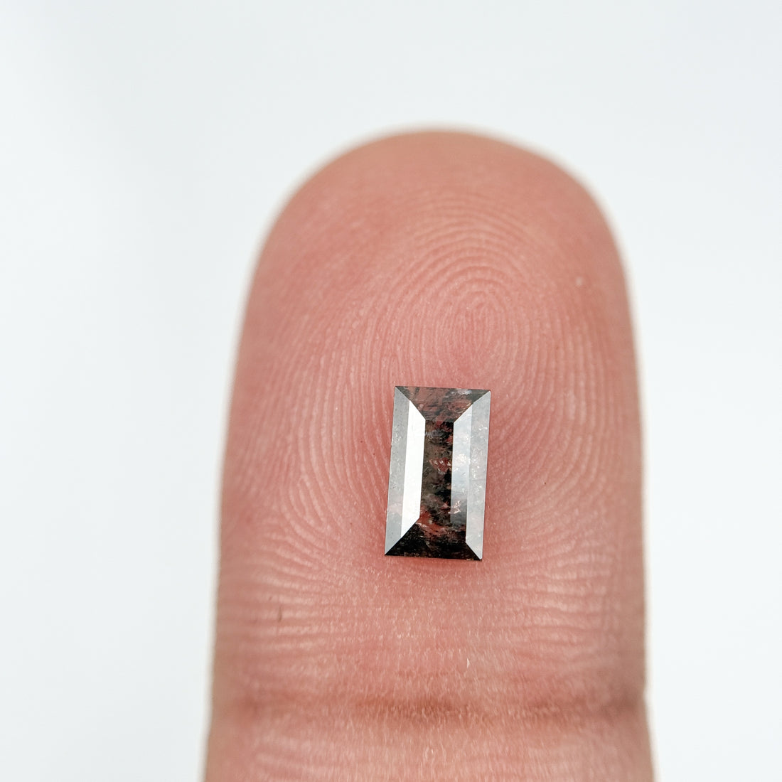 0.47 Ct Baguette Rose Cut Grey Natural Salt and Pepper Diamond