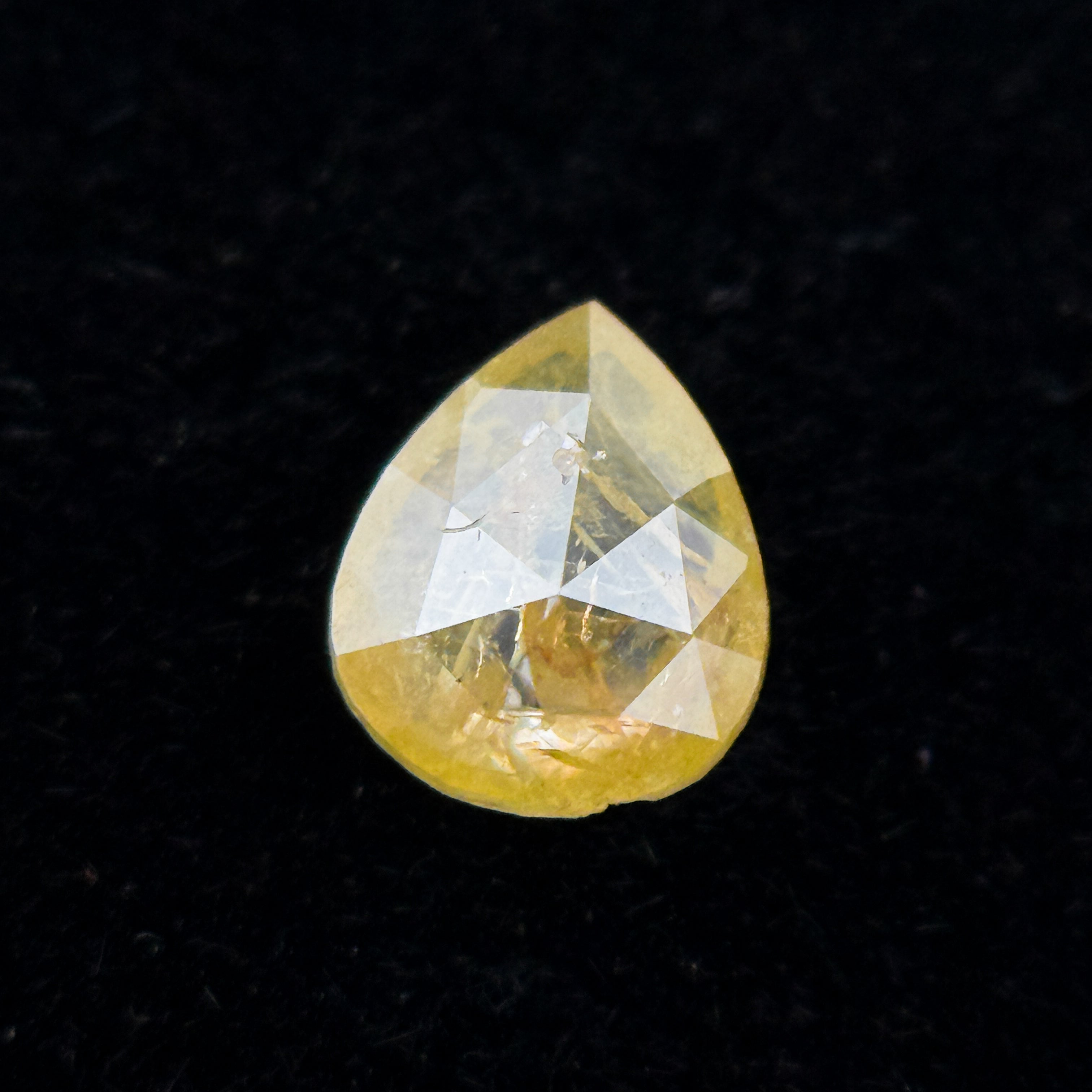 0.34 Ct Pear Rose Cut Yellow Natural Salt and Pepper Diamond