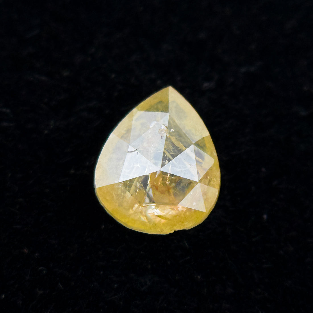 0.34 Ct Pear Rose Cut Yellow Natural Salt and Pepper Diamond