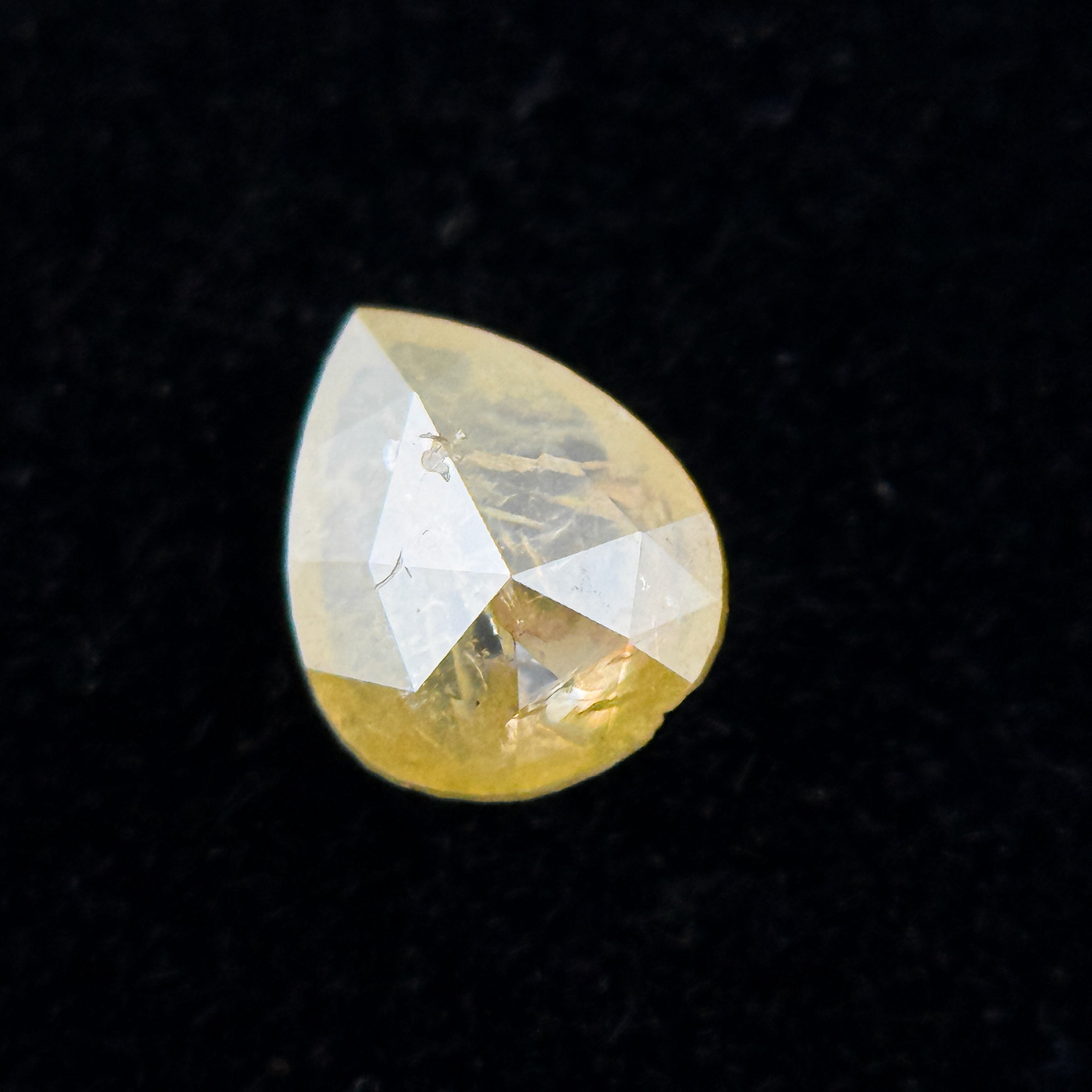 0.34 Ct Pear Rose Cut Yellow Natural Salt and Pepper Diamond