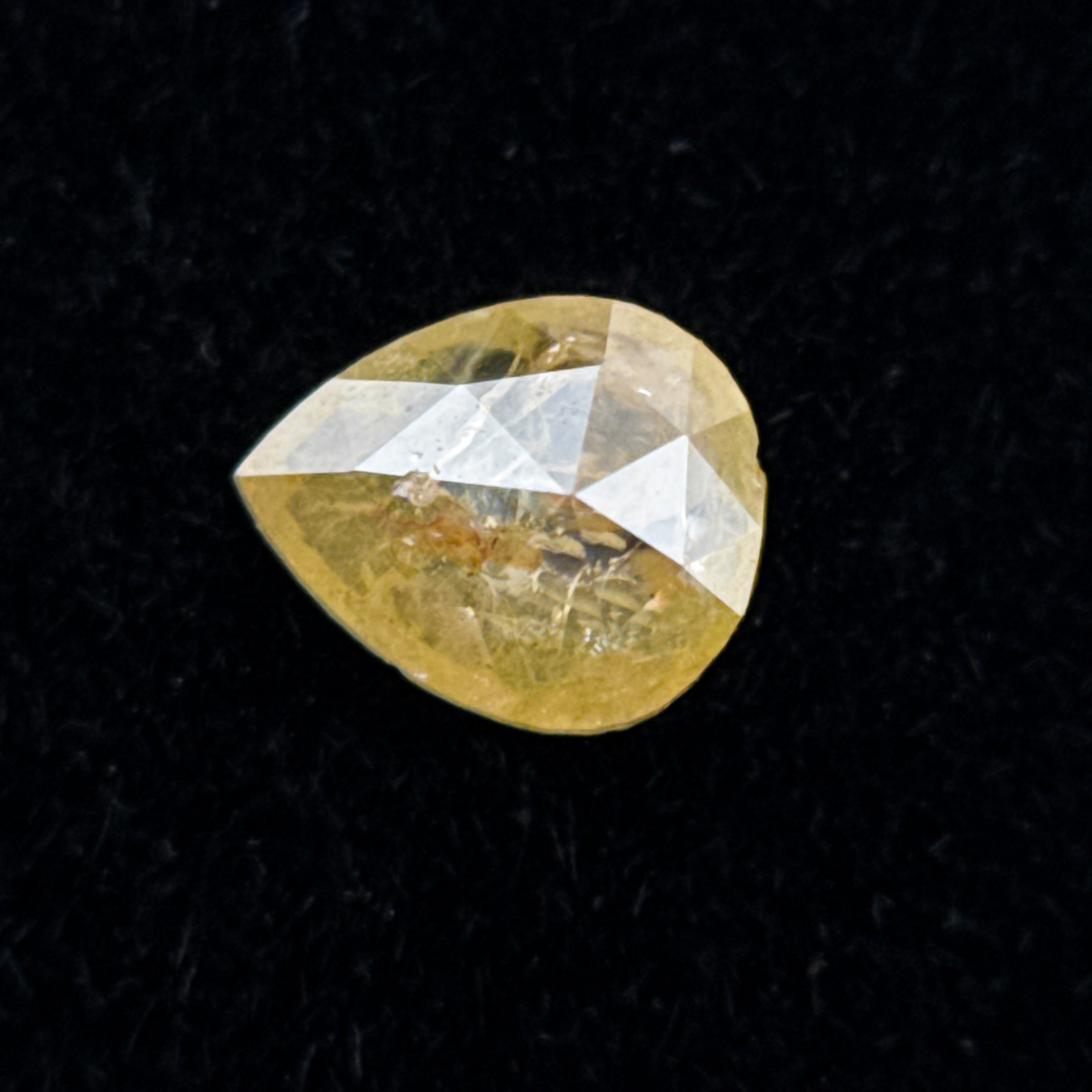 0.34 Ct Pear Rose Cut Yellow Natural Salt and Pepper Diamond