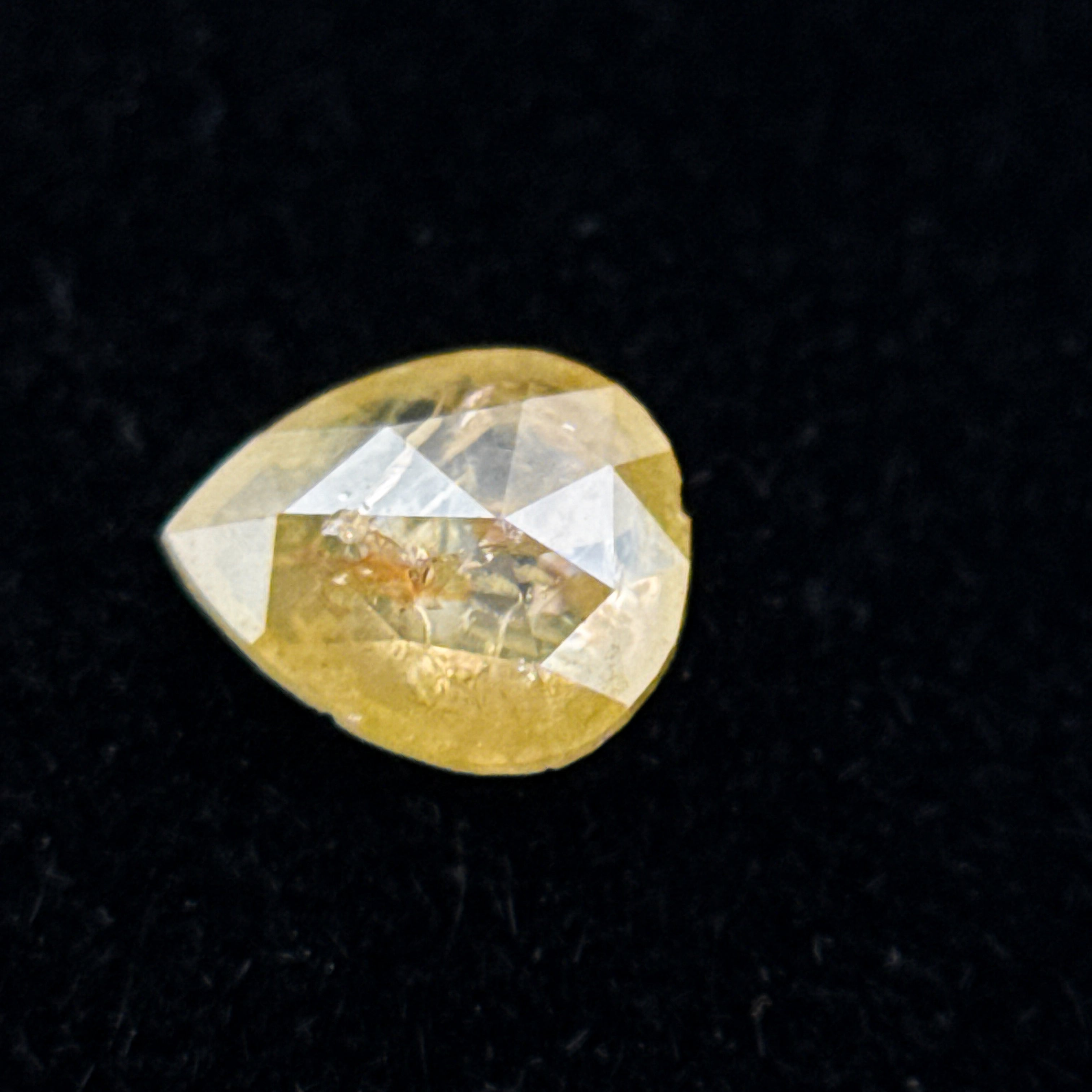 0.34 Ct Pear Rose Cut Yellow Natural Salt and Pepper Diamond