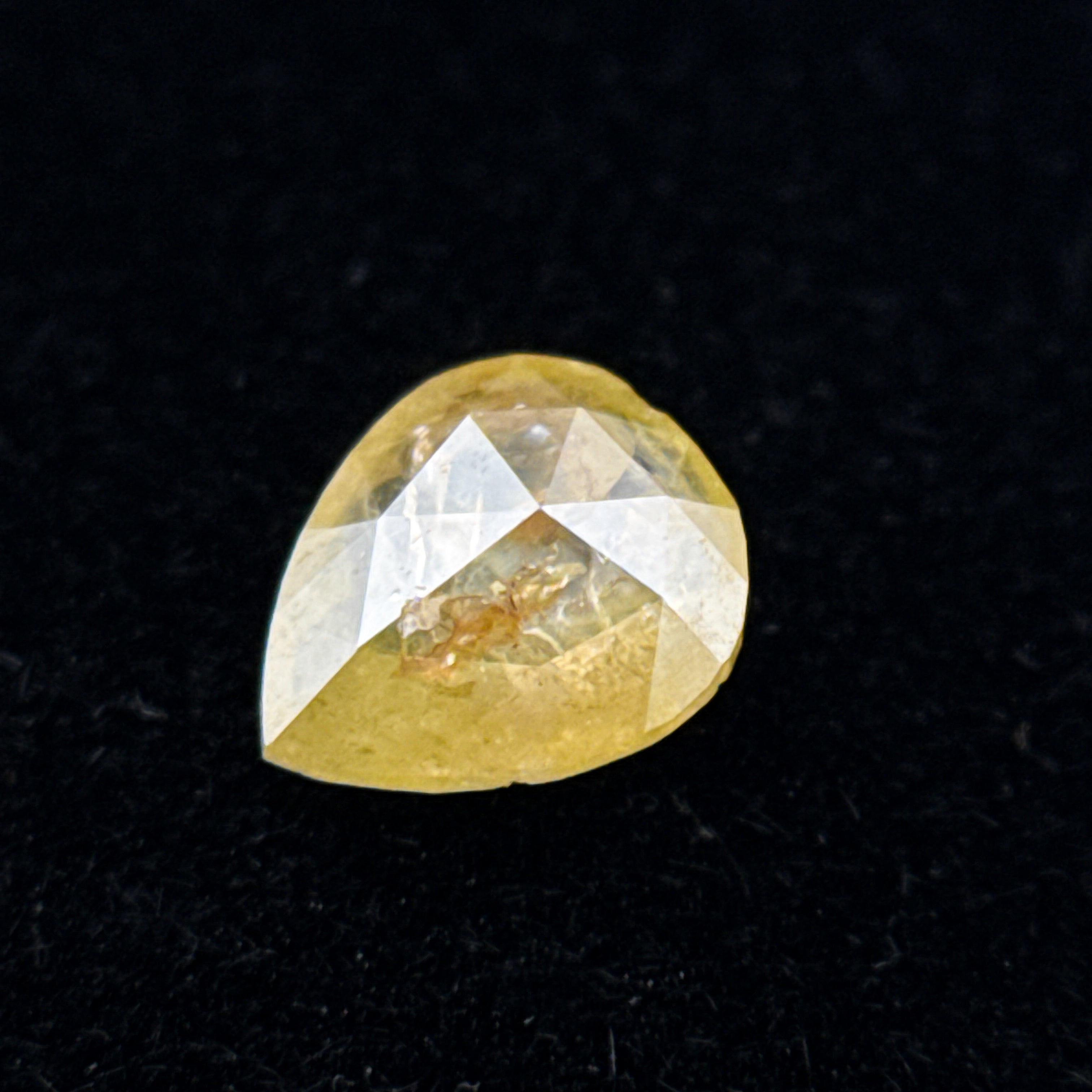 0.34 Ct Pear Rose Cut Yellow Natural Salt and Pepper Diamond