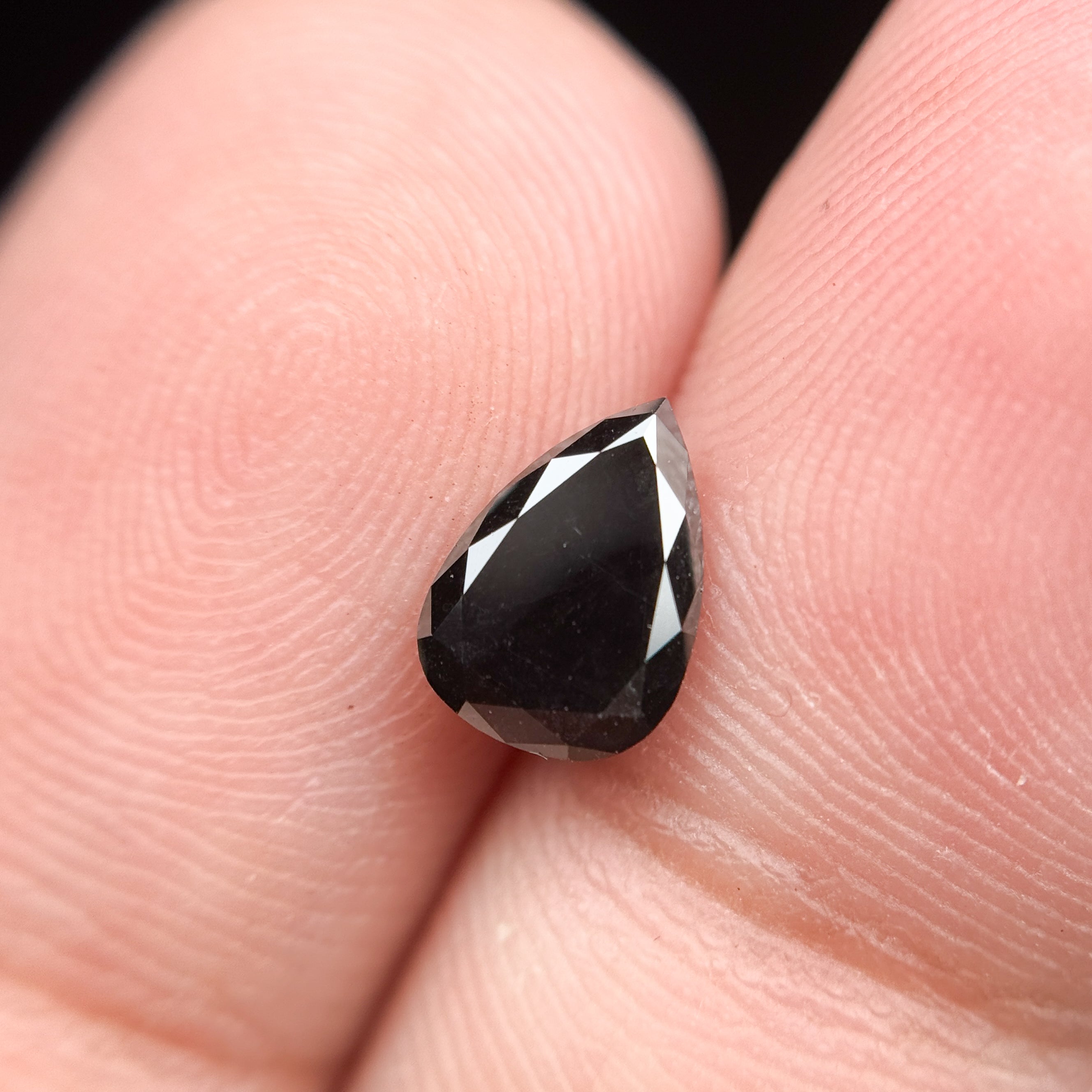 1.11 Ct Pear Rose Cut Black Natural Fancy Diamond