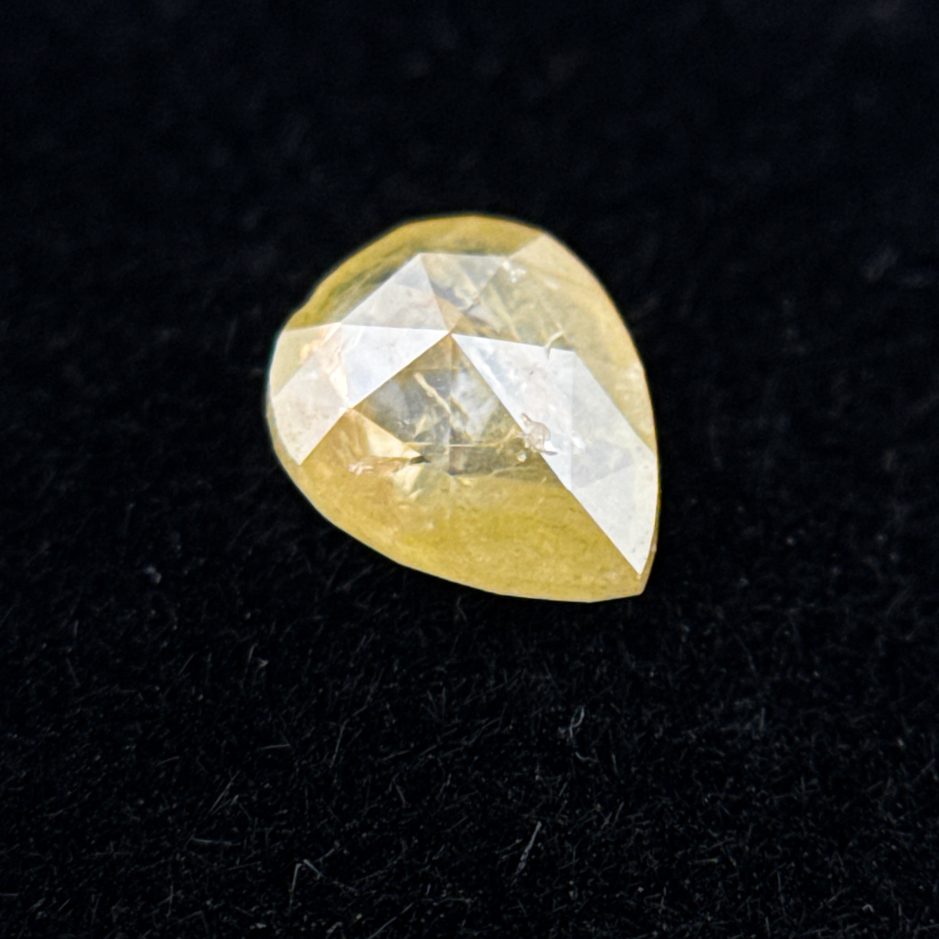 0.34 Ct Pear Rose Cut Yellow Natural Salt and Pepper Diamond