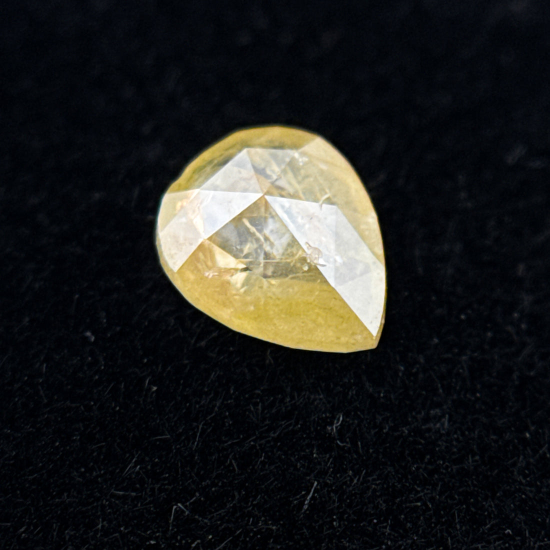 0.34 Ct Pear Rose Cut Yellow Natural Salt and Pepper Diamond