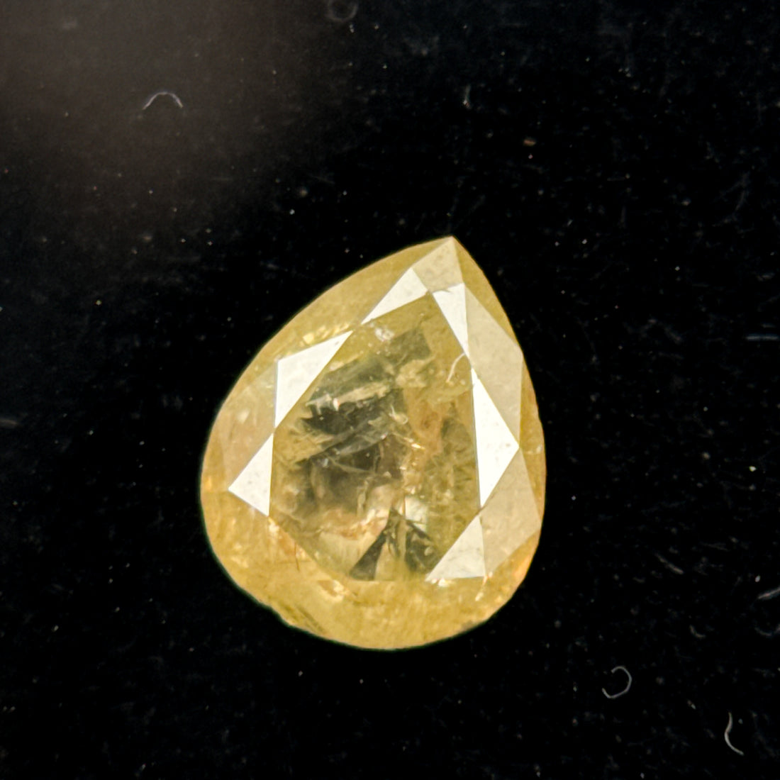 0.34 Ct Pear Rose Cut Yellow Natural Salt and Pepper Diamond