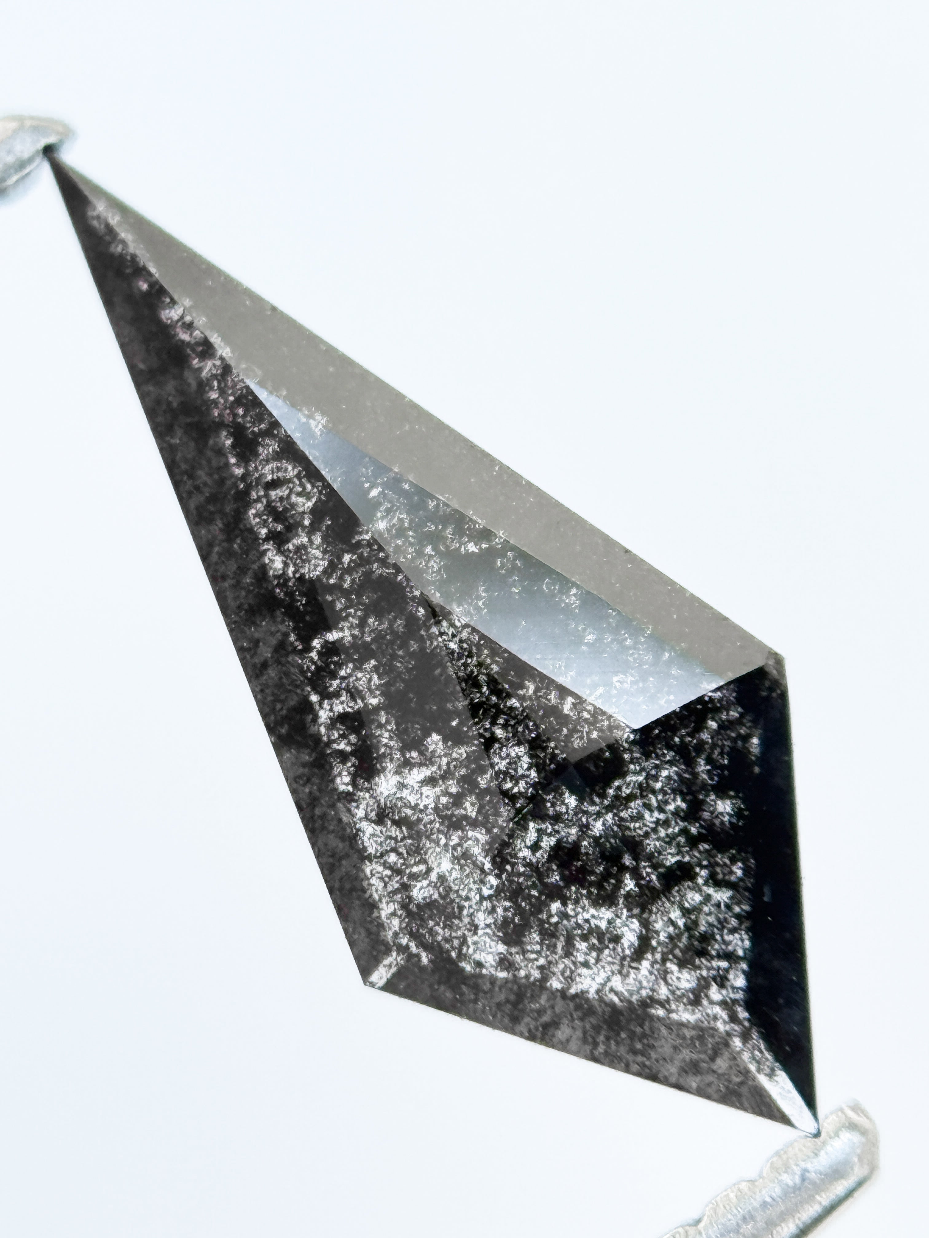 0.82 Ct Kite Rose Cut Grey Natural Salt and Pepper Diamond
