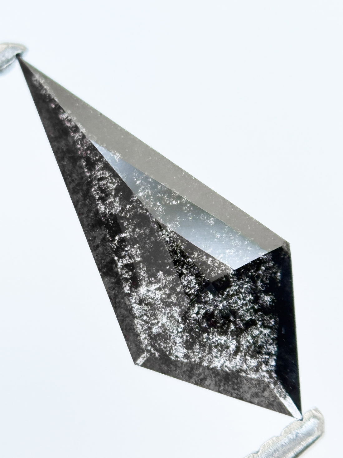 0.82 Ct Kite Rose Cut Grey Natural Salt and Pepper Diamond