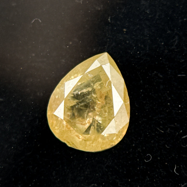 0.34 Ct Pear Rose Cut Yellow Natural Salt and Pepper Diamond