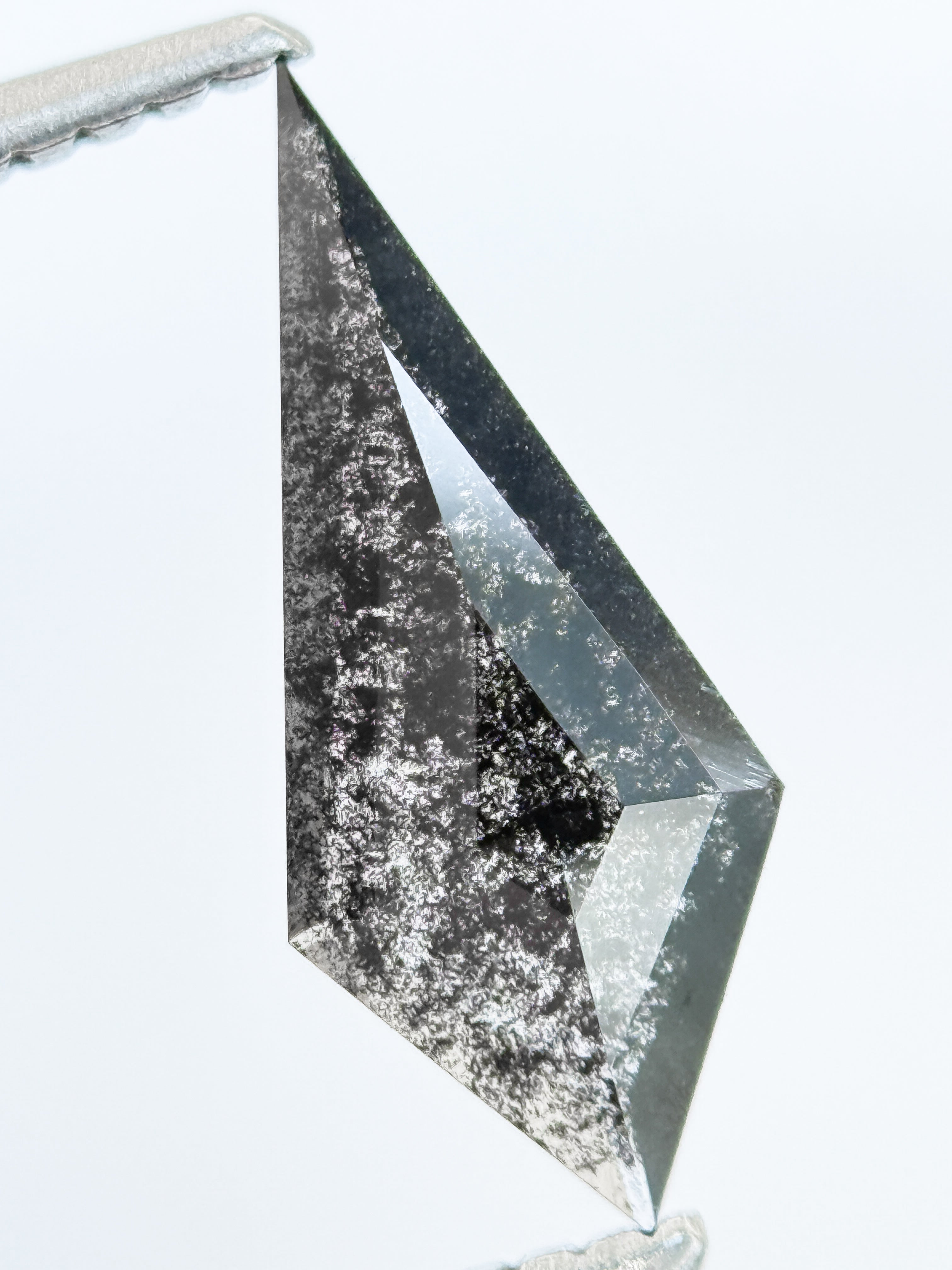 0.82 Ct Kite Rose Cut Grey Natural Salt and Pepper Diamond
