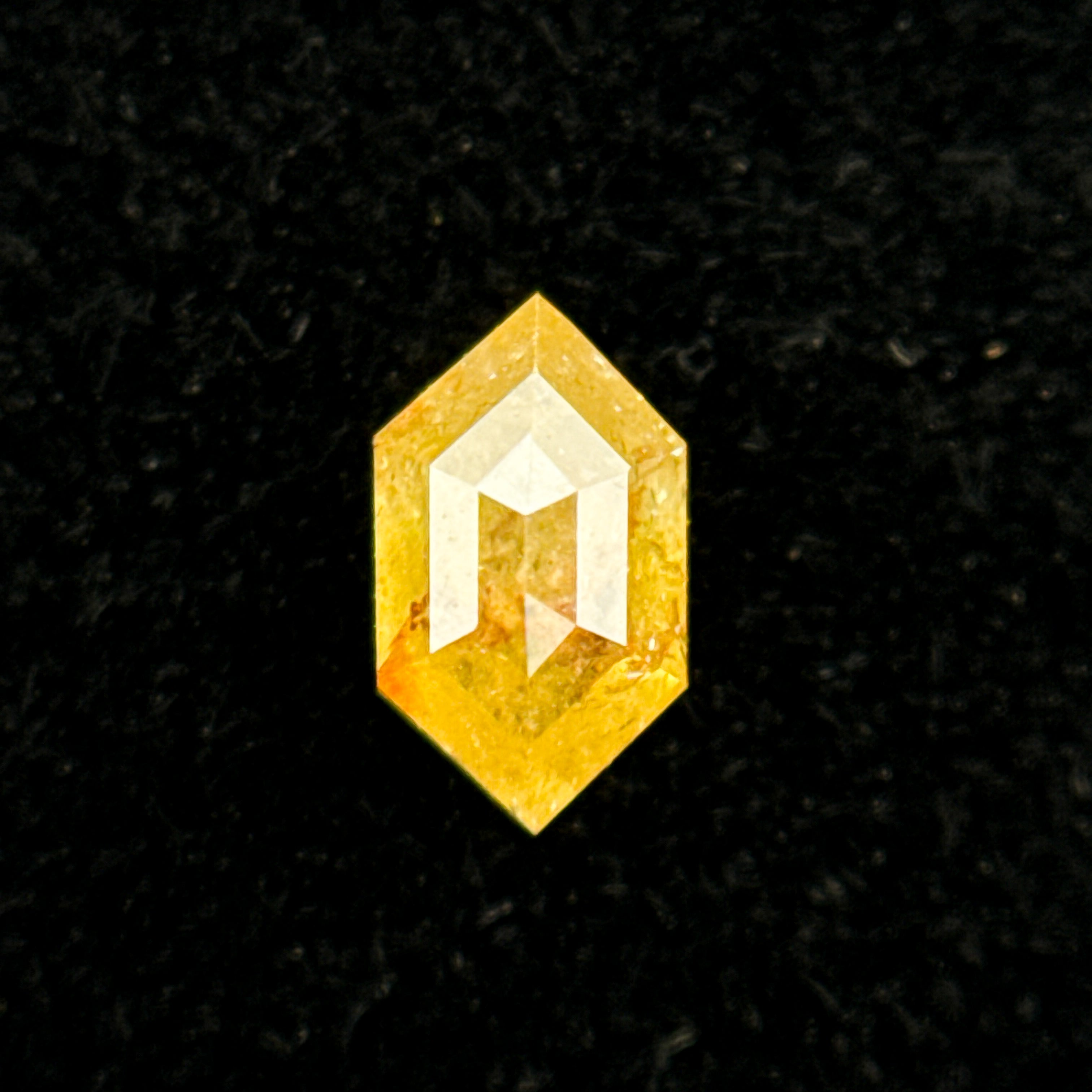 0.33 Ct Hexagon Rose Cut Yellow Natural Salt and Pepper Diamond