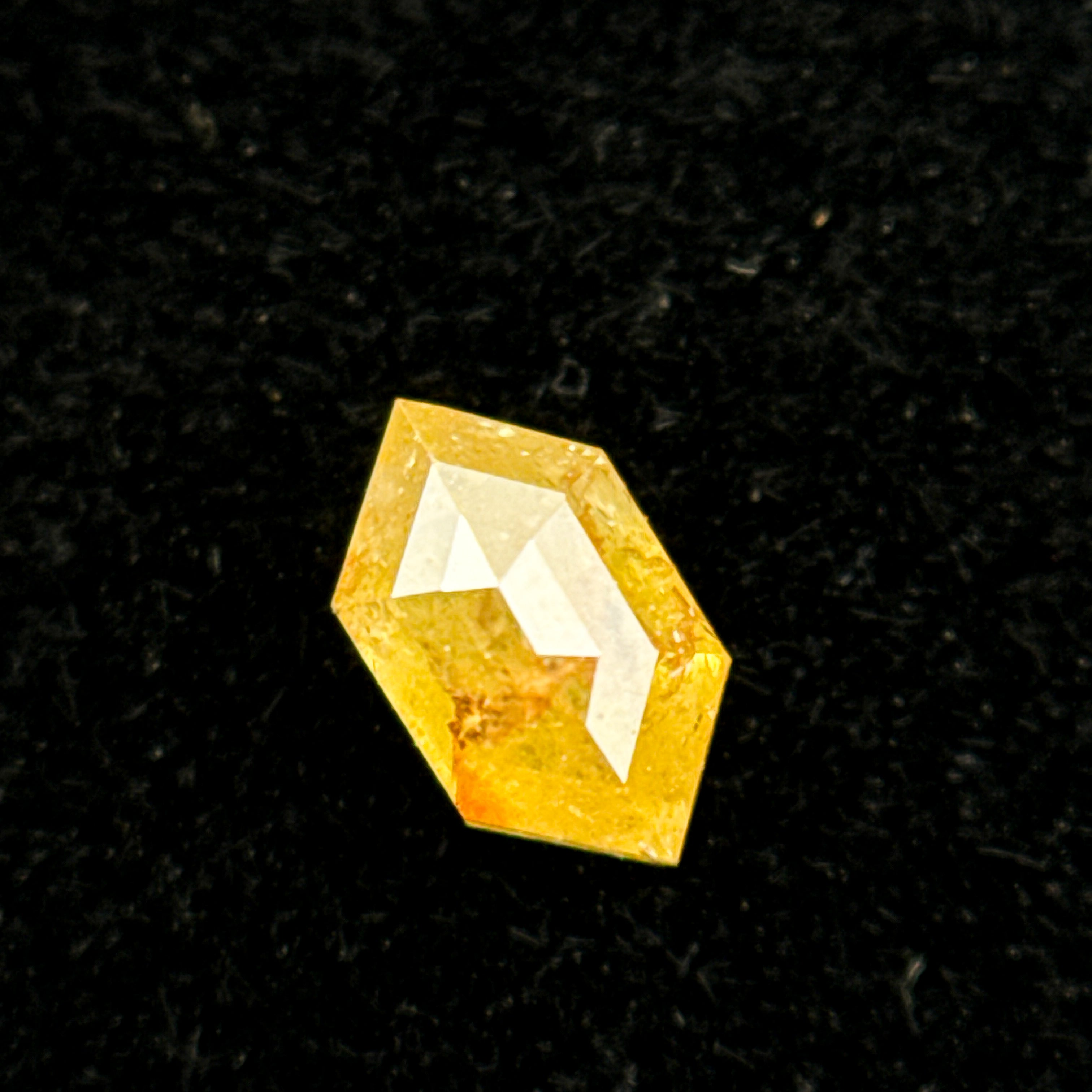 0.33 Ct Hexagon Rose Cut Yellow Natural Salt and Pepper Diamond