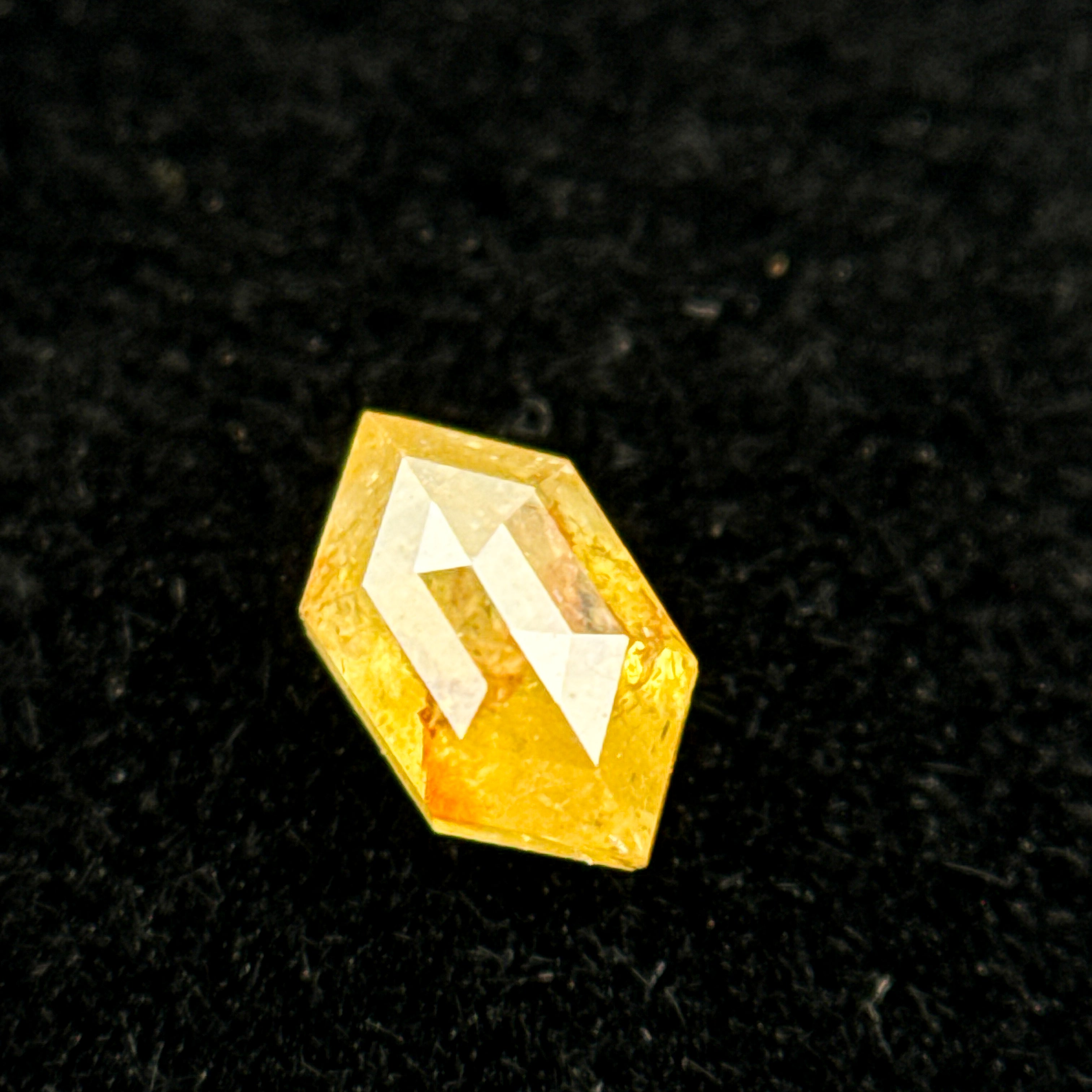 0.33 Ct Hexagon Rose Cut Yellow Natural Salt and Pepper Diamond
